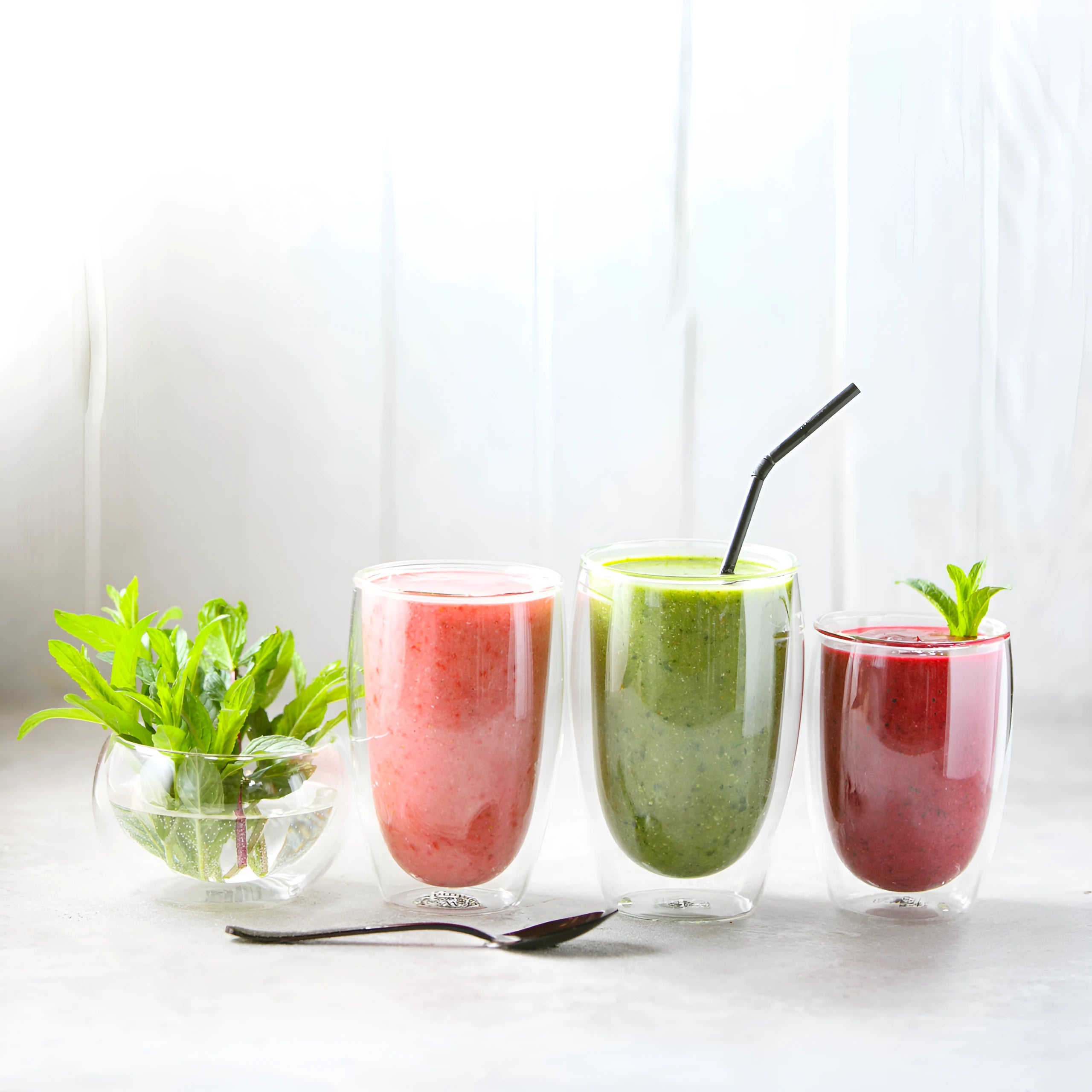 Set 2 cesti termorezistente cu perete dublu Koken, 300ml, sticla borosilicata, transparent, design modern