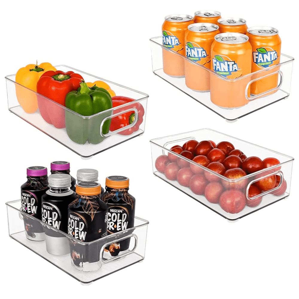 Koken Storage Boxes Set, for refrigerator, office, kitchen, can also be stacked, transparent and easy to clean, 25.5 x 15 x 7.5 cm