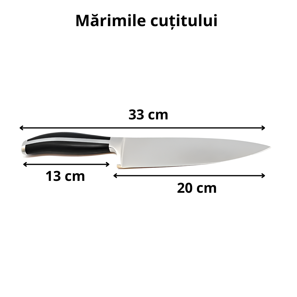 Cutit de bucatarie Koken, lama din otel inoxidabil, 20cm, maner 13cm, ergonomic antiderapant, taiere precisa si rezistenta indelungata, cutit pentru carne, peste