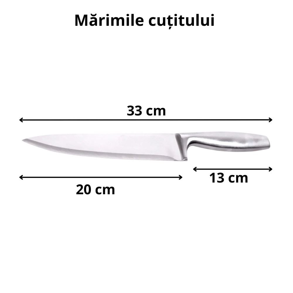 Cutit de bucatar profesional Koken din otel inoxidabil, 33 cm, 56±HRC, maner ergonomic, cutit de bucatarie pentru feliere si taiere precisa