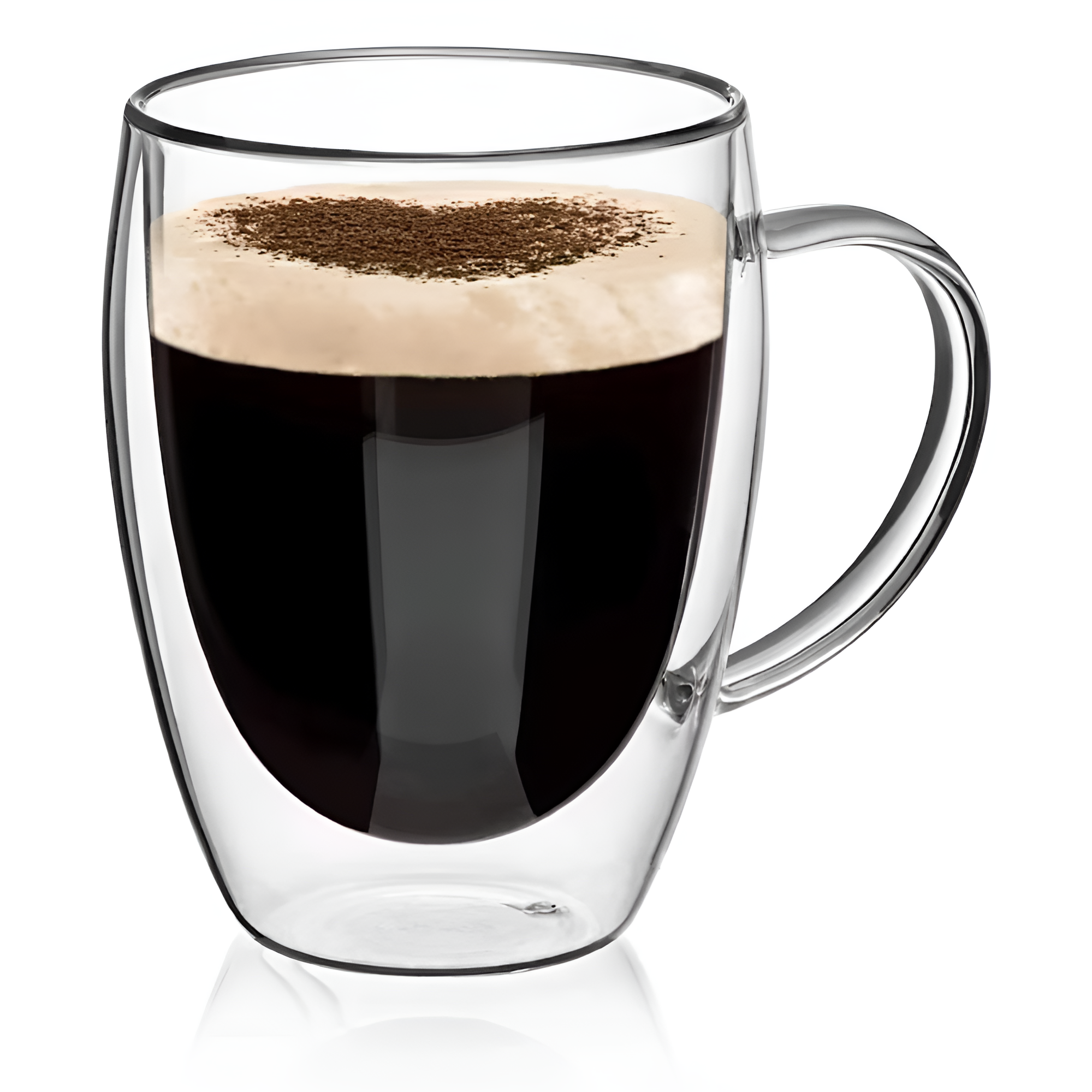 Koken Double Wall Thermos Mug 350 ml, Borosilicate Glass, Transparent Set of 2/4