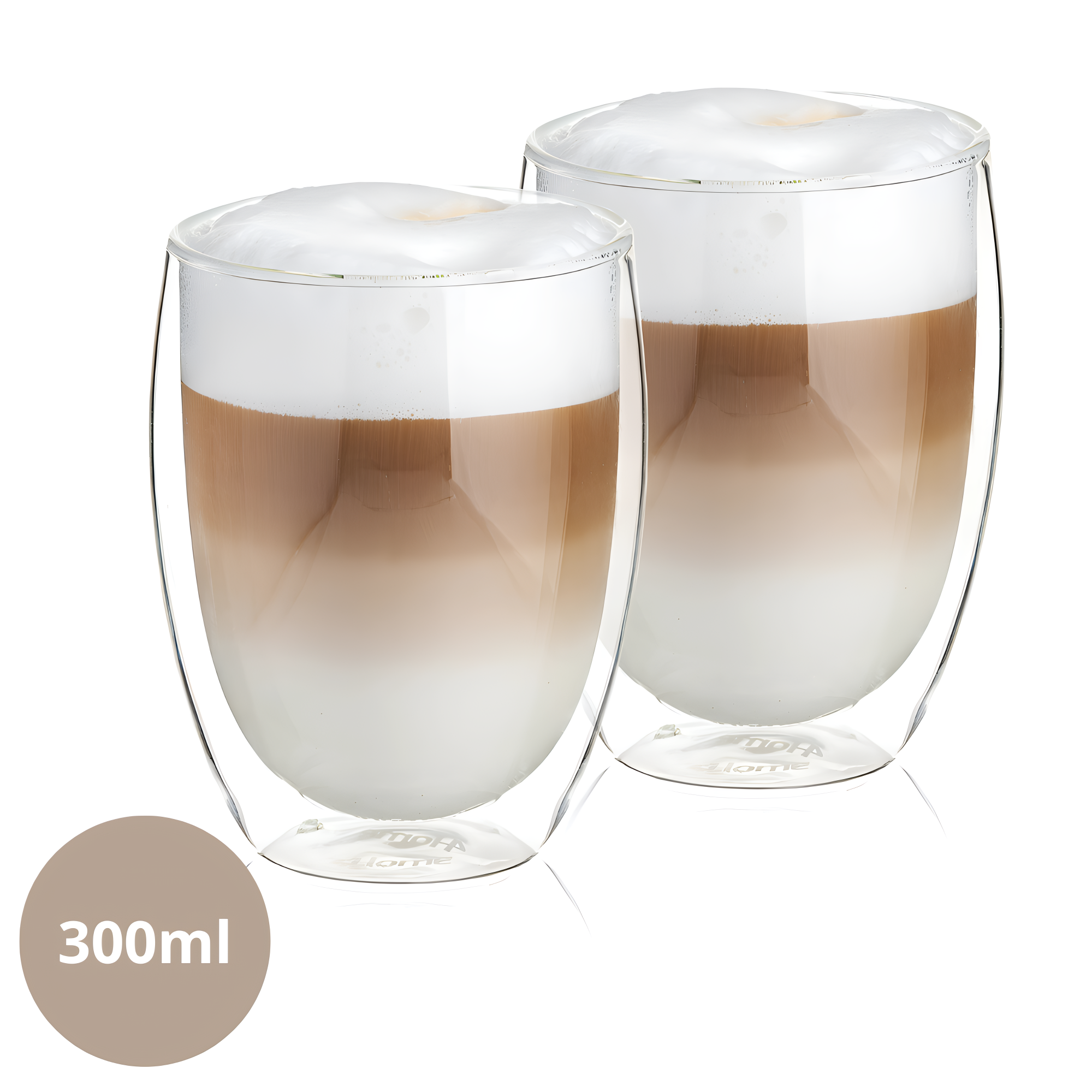 Set 2 cesti termorezistente cu perete dublu Koken, 300ml, sticla borosilicata, transparent, design modern