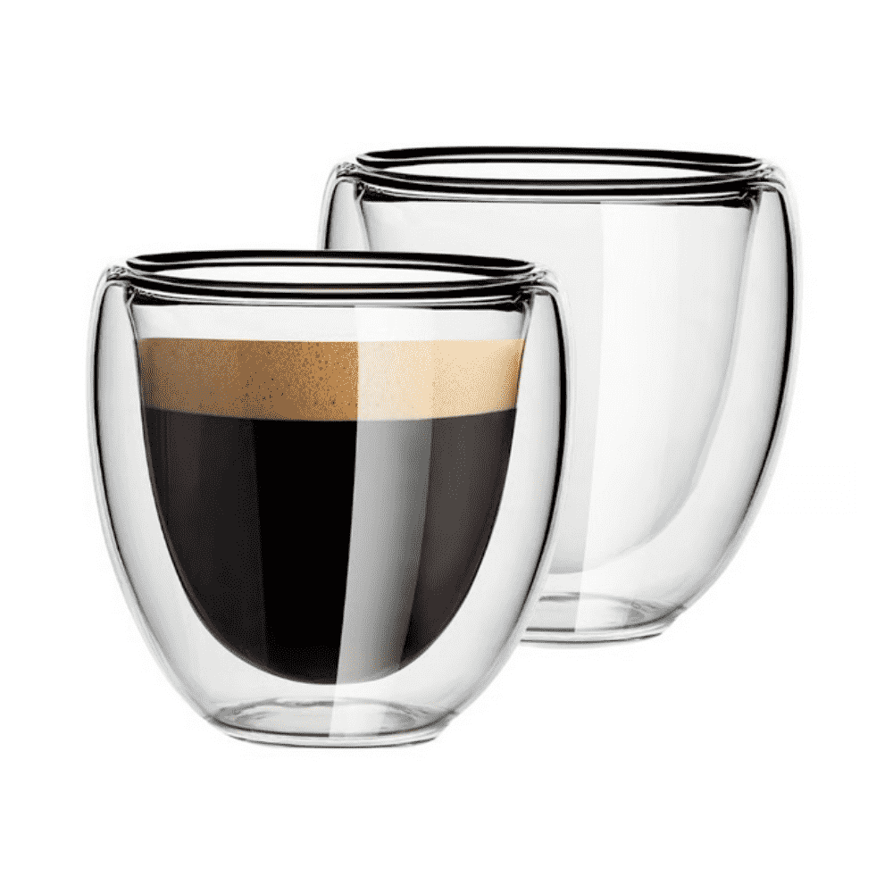 Set cesti cafea termice cu pereti dubli Koken strat protector, din sticla borosilicata, 100 ml, Transparent