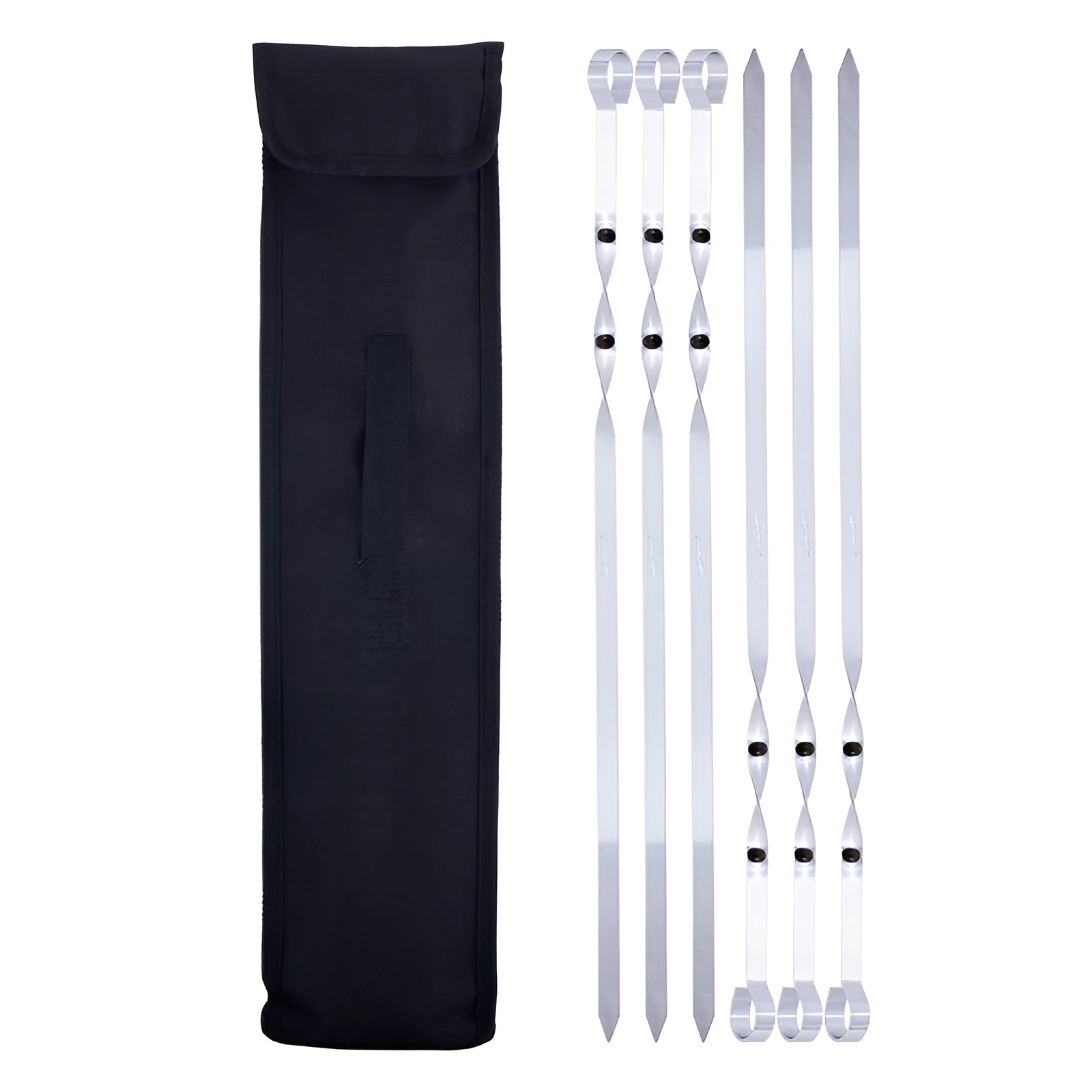 Set 6 ace pentru frigarui Koken, otel inoxidabil, 45 cm, reutibilizabile, perfect pentru frigarui, carne, peste sau fructe