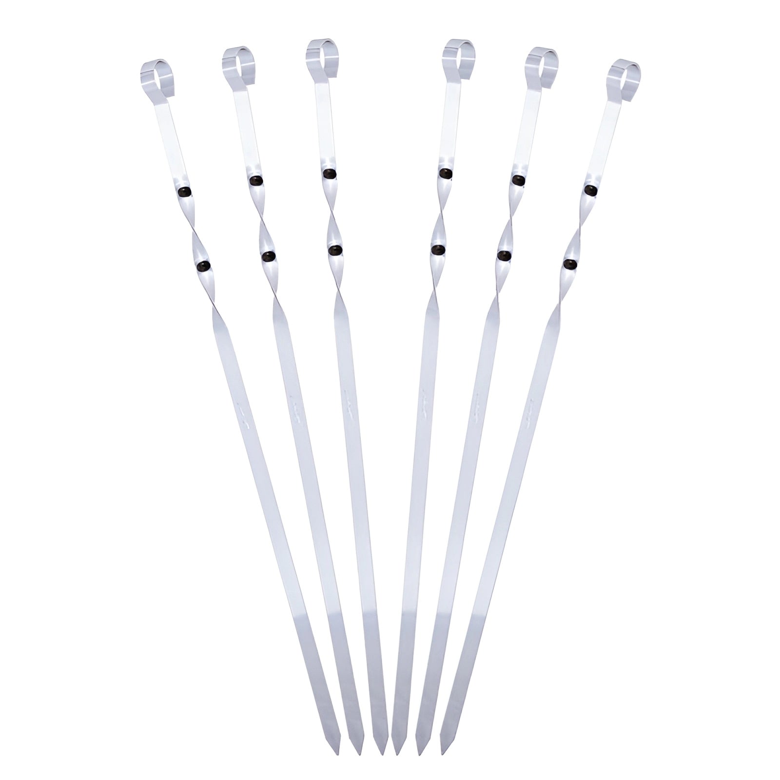 Set 6 ace pentru frigarui Koken, otel inoxidabil, 45 cm, reutibilizabile, perfect pentru frigarui, carne, peste sau fructe