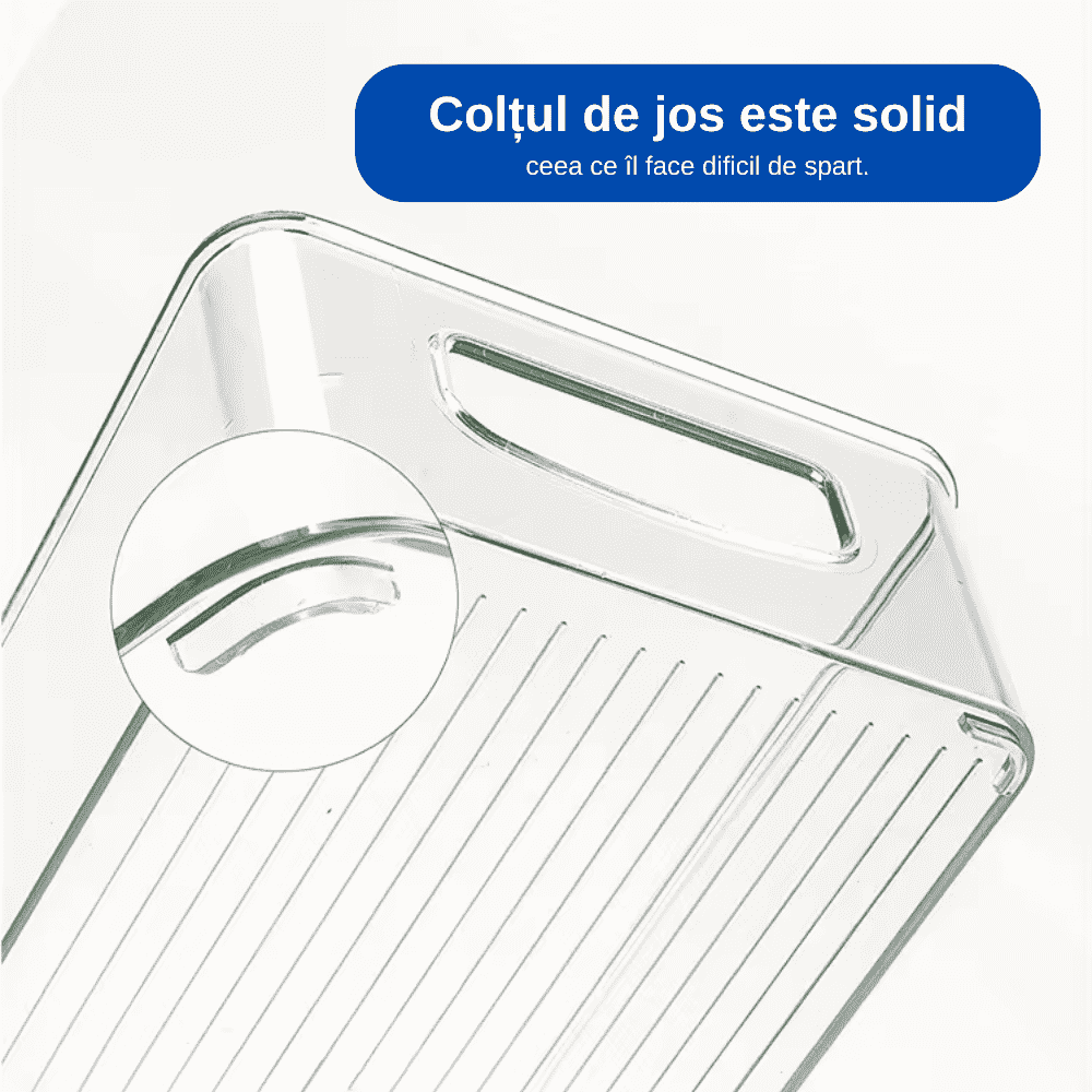 Koken Storage Boxes Set, for refrigerator, office, kitchen, can also be stacked, transparent and easy to clean, 25.5 x 15 x 7.5 cm