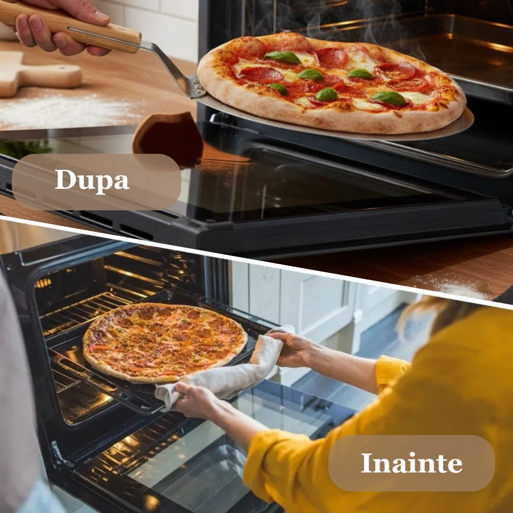 Koken pizza shovel, round stainless steel tray, plastic handle, spatula