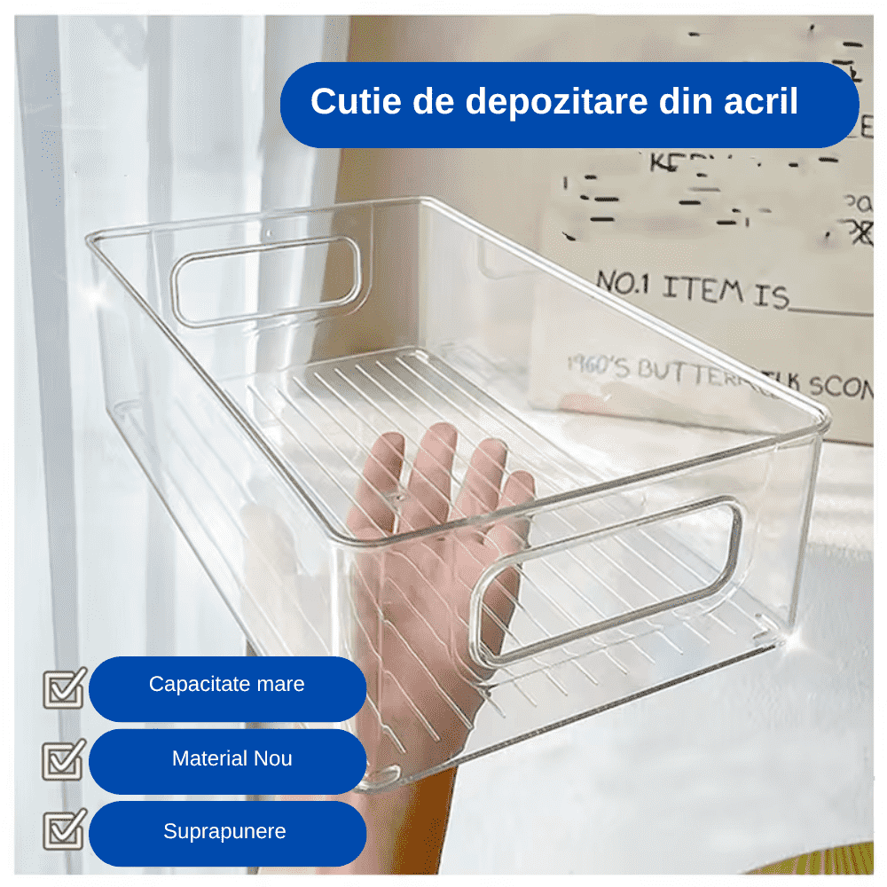 Koken Storage Boxes Set, for refrigerator, office, kitchen, can also be stacked, transparent and easy to clean, 25.5 x 15 x 7.5 cm