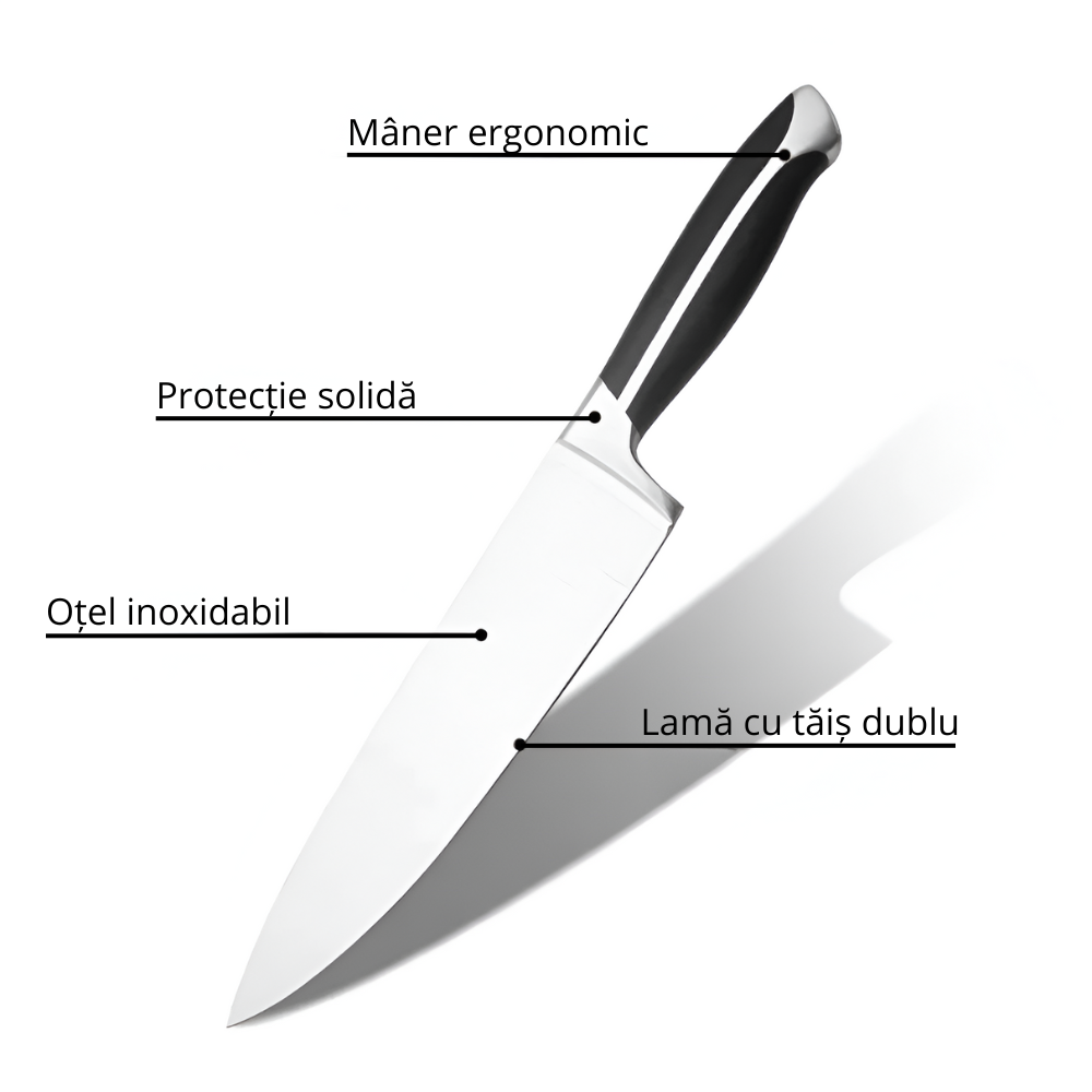 Cutit de bucatarie Koken, filetare peste si carne, otel inoxidabil, 56±HRC, taiere precisa si rezistenta indelungata, antiderapant, Lama 20 cm