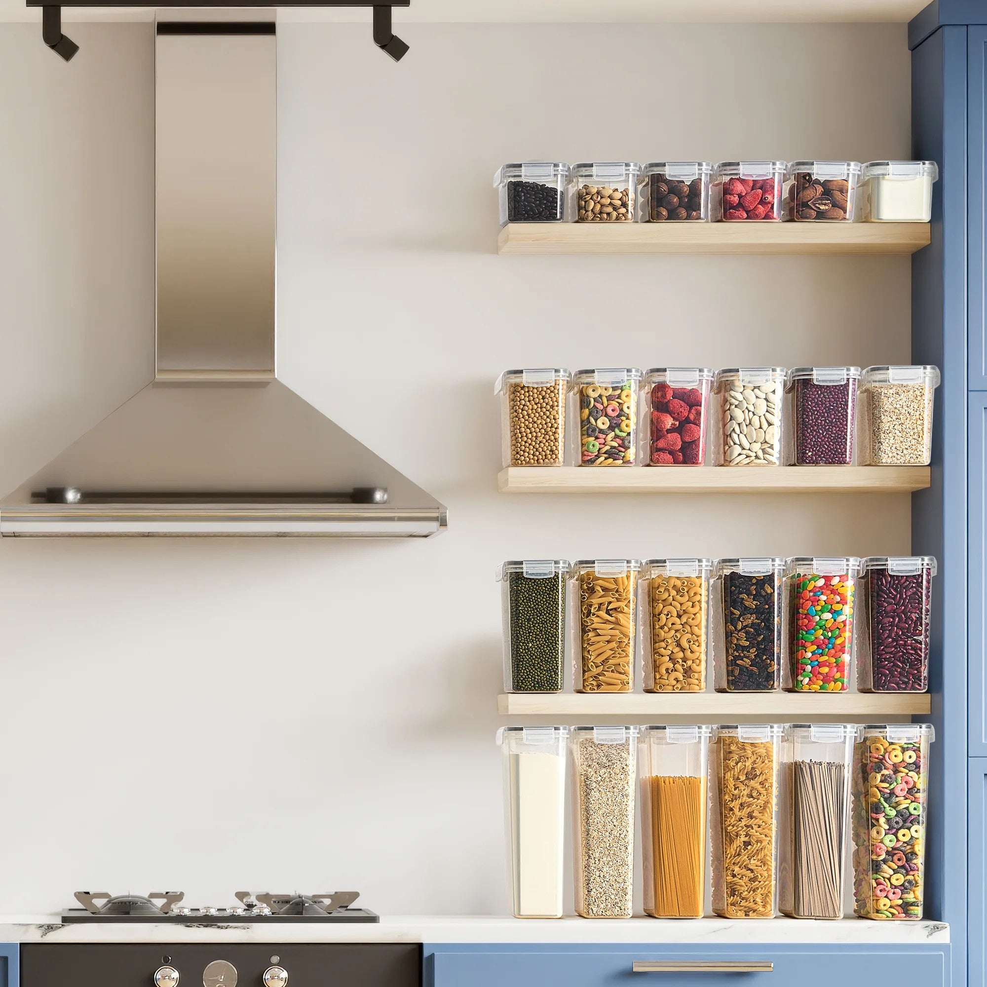 Set 8/7/6 recipiente depozitare Koken, sigure pentru cuptorul cu microunde/masina de spalat vase/congelator, Caserole etanșe depozitare alimente, plastic fara BPA, Transparent/Negru