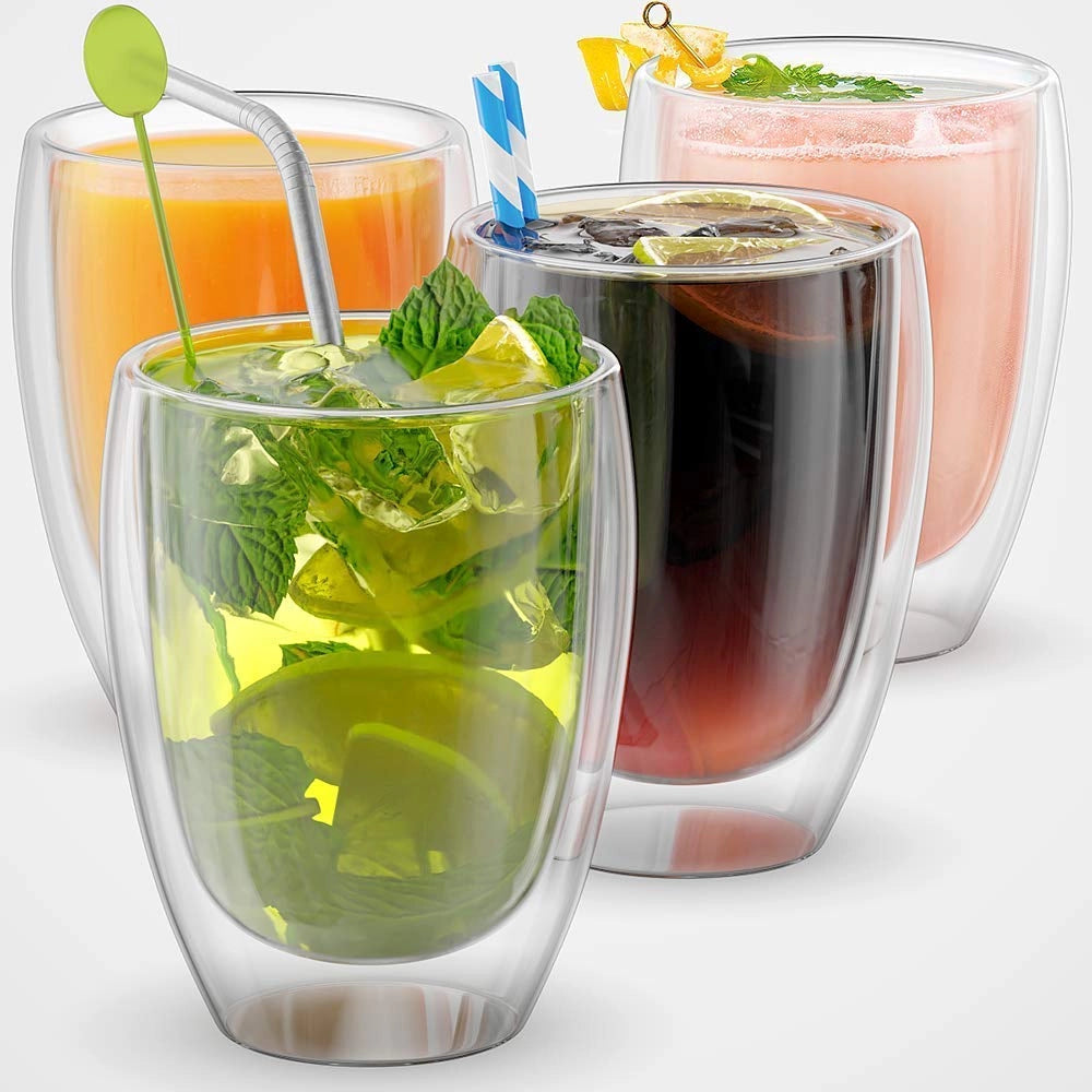 Set 2 cesti termorezistente cu perete dublu Koken, 300ml, sticla borosilicata, transparent, design modern