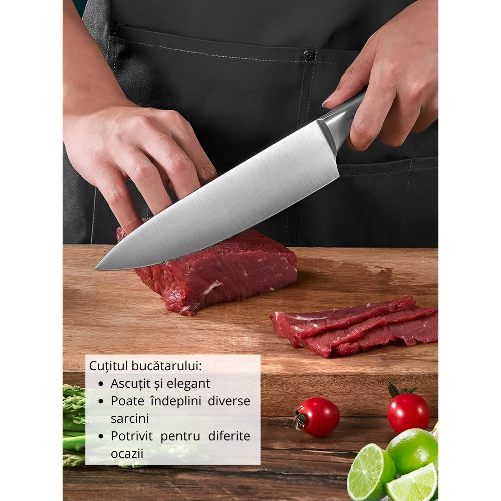 Cutit de bucatar profesional Koken din otel inoxidabil, 33 cm, 56±HRC, maner ergonomic, cutit de bucatarie pentru feliere si taiere precisa