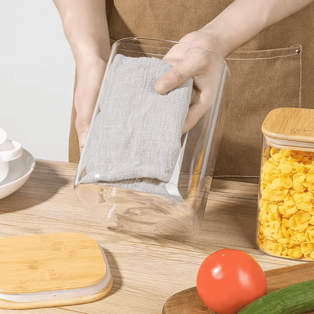 Create your own set of borosilicate glass containers, in various sizes, with airtight bamboo lids, Koken – the perfect solution for stylish and safe storage of dry foods and grains.