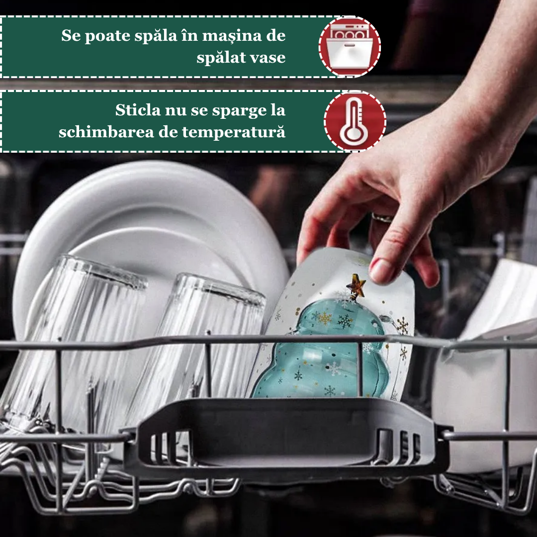 Cana cu tematica de Craciun, pentru ceai si cafea din sticla termorezistenta cu pereti dubli Koken, 320 ml, Sticla borosilicata, ceasca eleganta si transparenta