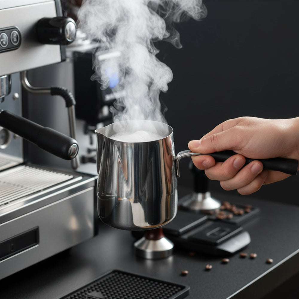 Ibric din Otel Inoxidabil pentru Cafea turceasca Koken, 1000ml, cu Maner, Usor de curatat, Oală Turcească pentru Cafea si Spumare Lapte, Dispozitiv Versatil de Topire