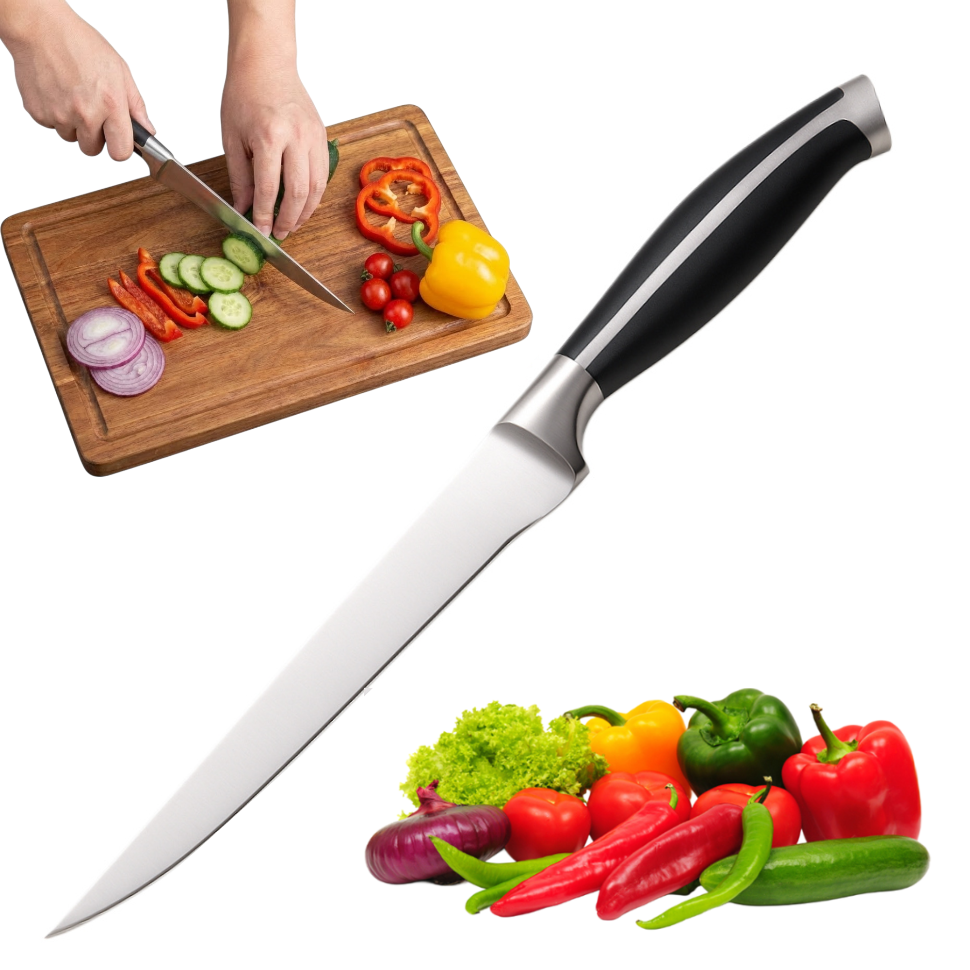 Cutit pentru bucatarie Koken, lama din otel inoxidabil de inalta calitate 16 cm, maner ergonomic antiderapant, taiere precisa si rezistenta indelungata, carne, peste