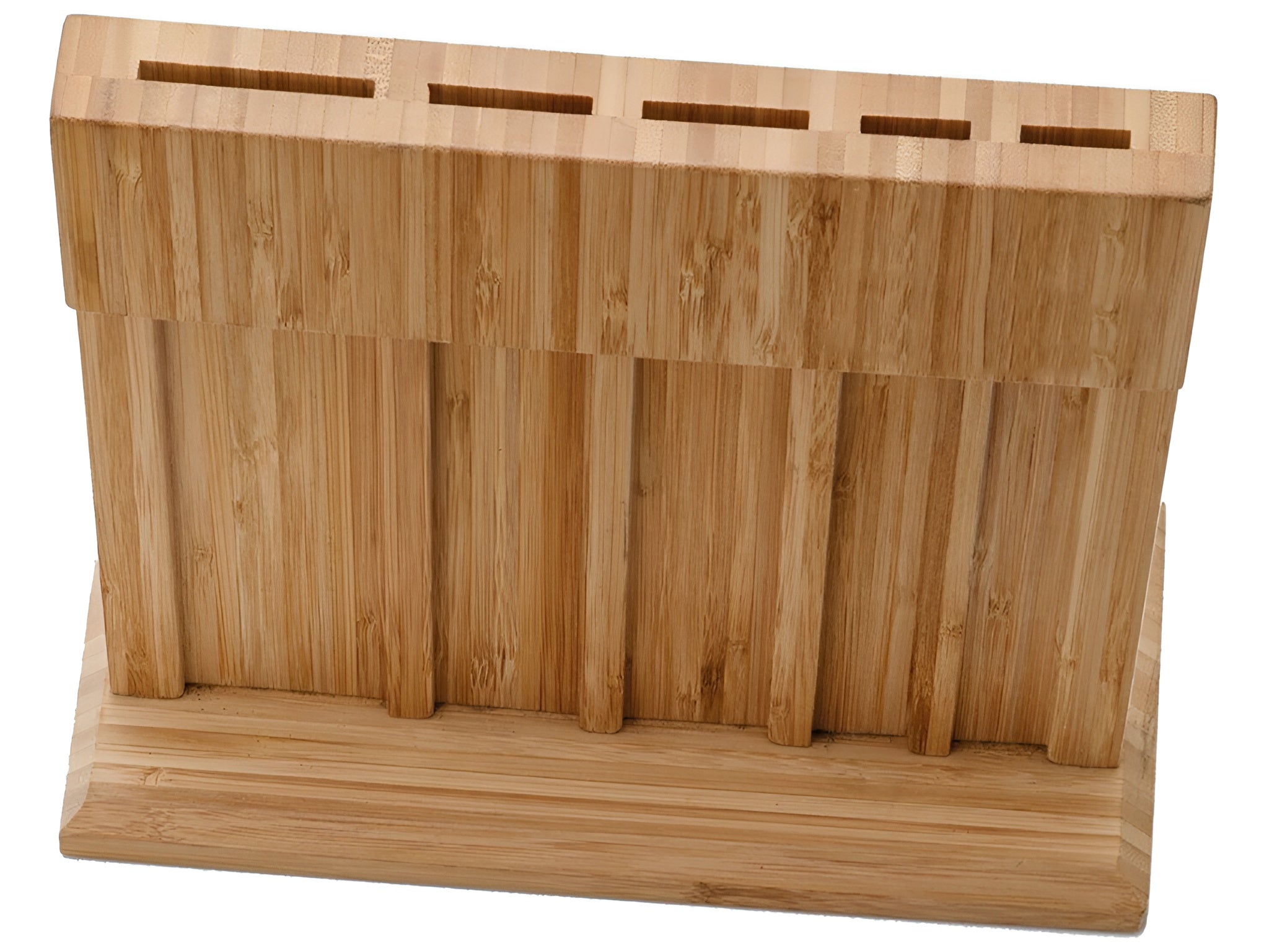 Set universal 5 cutite otel inoxidabil pentru bucatarie Koken cu suport si tocator din bambus, ultra-ascutite, 7 piese