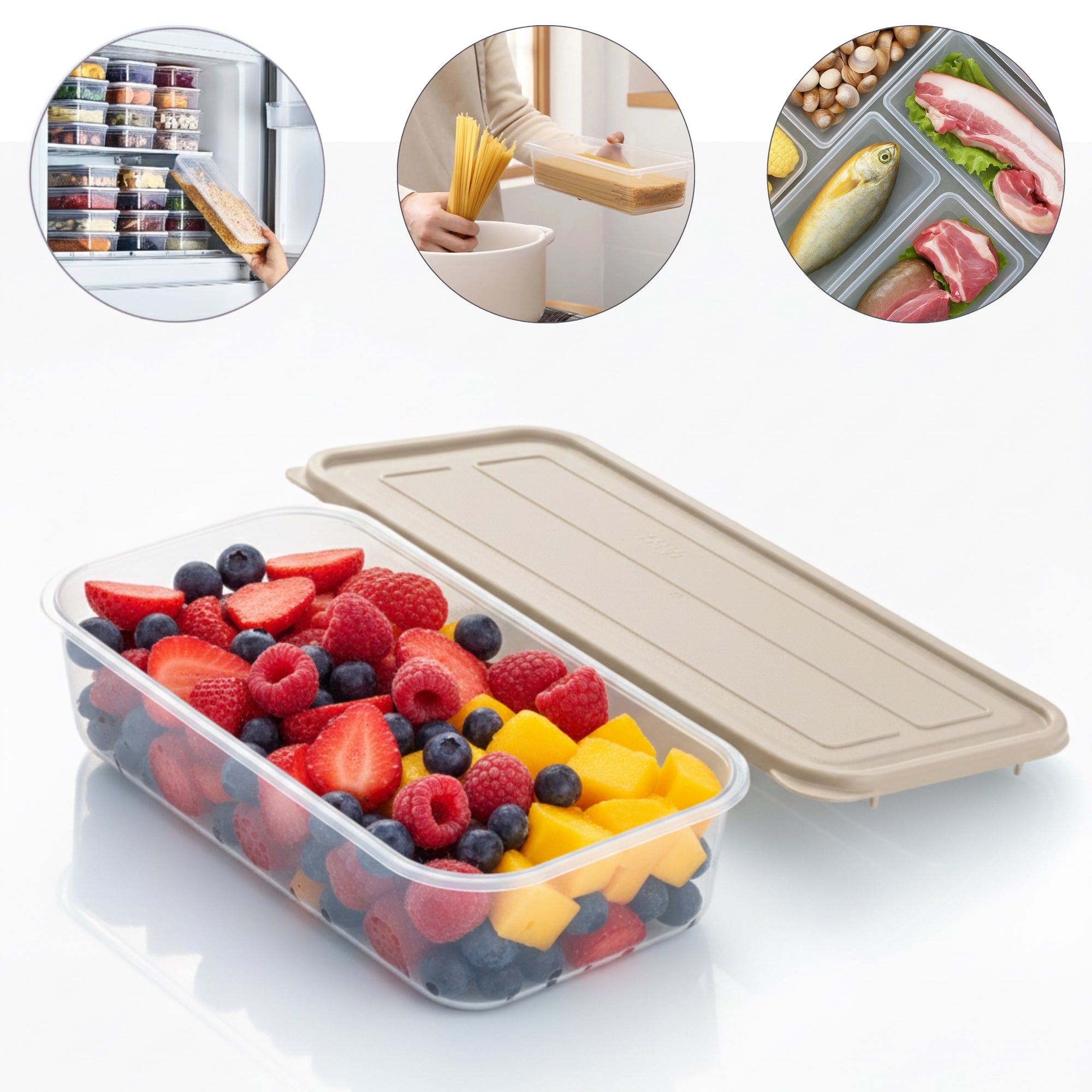 Organziator frigider Koken transparent, ideal pentru frigider, congelator, bucatarie.