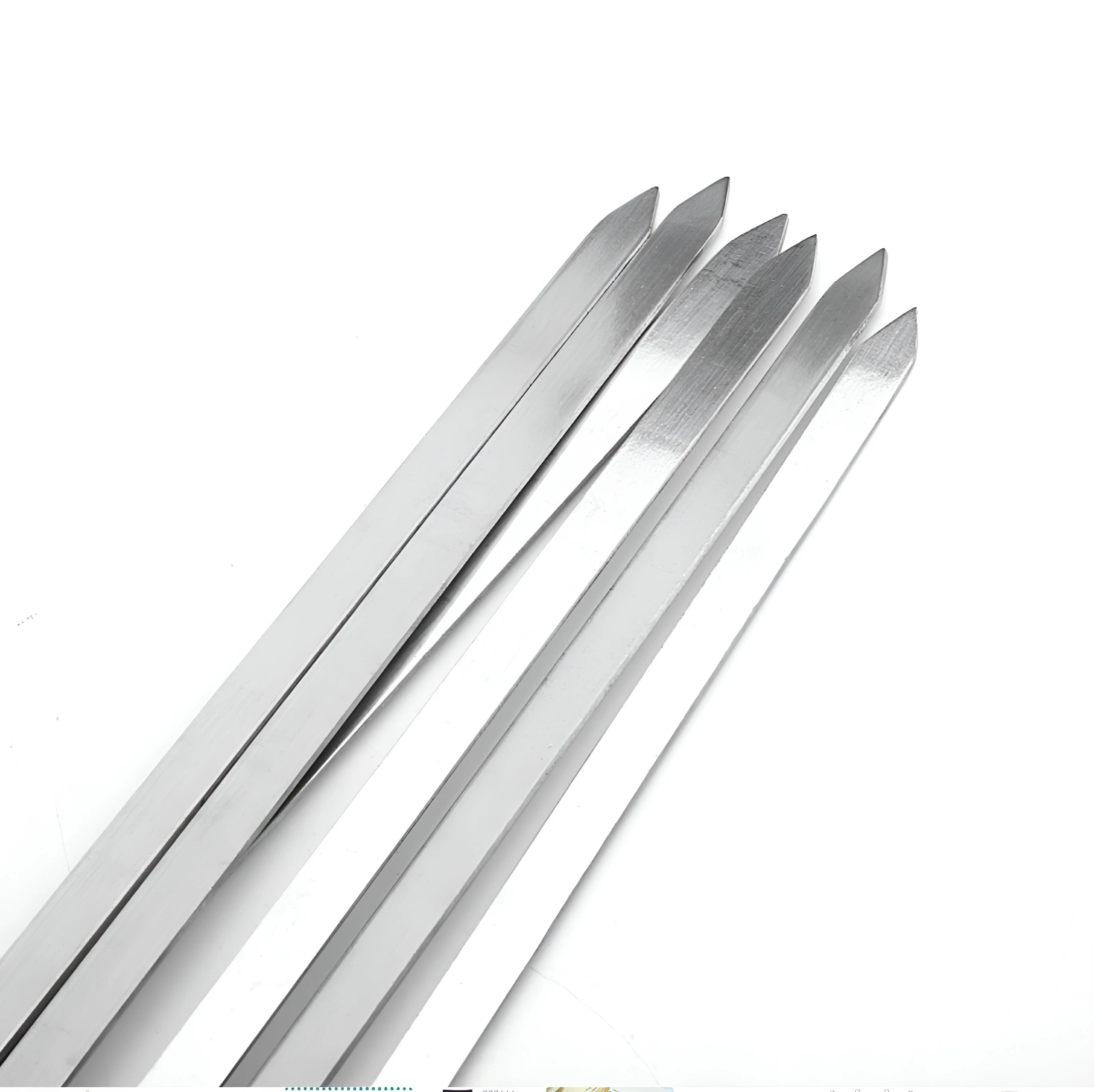 Set 6 ace pentru frigarui Koken, otel inoxidabil, 45 cm, reutibilizabile, perfect pentru frigarui, carne, peste sau fructe