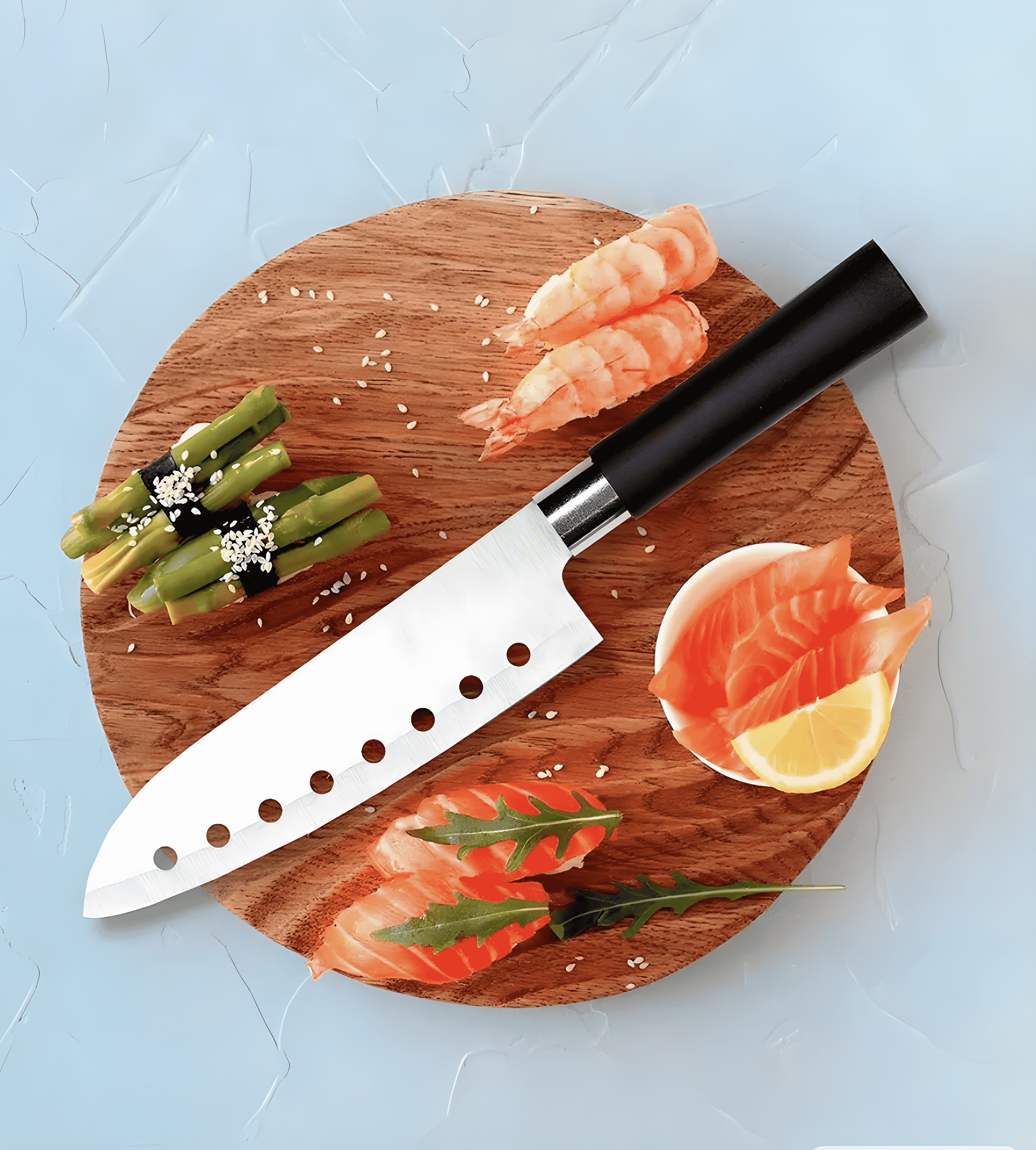 Cutit japonez Santoku Koken versatil in utilizare, lama din otel inoxidabil 17.2 cm, maner din PP, Profesional