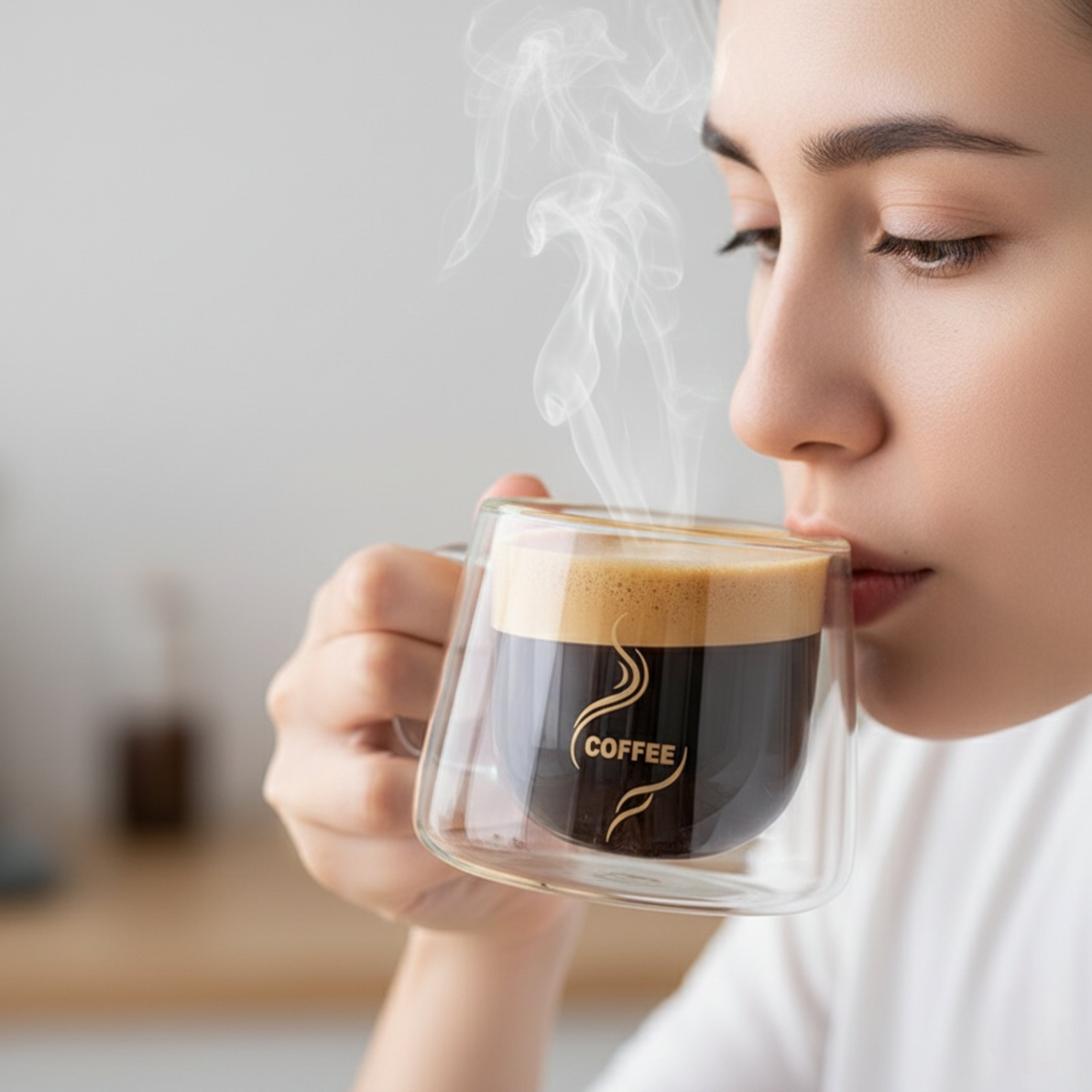 Cana pentru ceai si cafea din sticla termorezistente cu pereti dubli Koken, 200 ml, Sticla borosilicata, ceasca eleganta si transparenta
