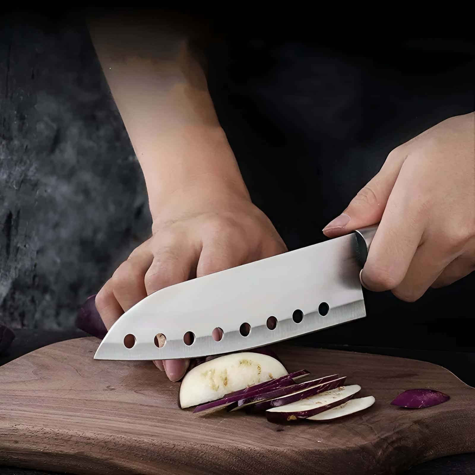 Cutit japonez Santoku Koken versatil in utilizare, lama din otel inoxidabil 17.2 cm, maner din PP, Profesional