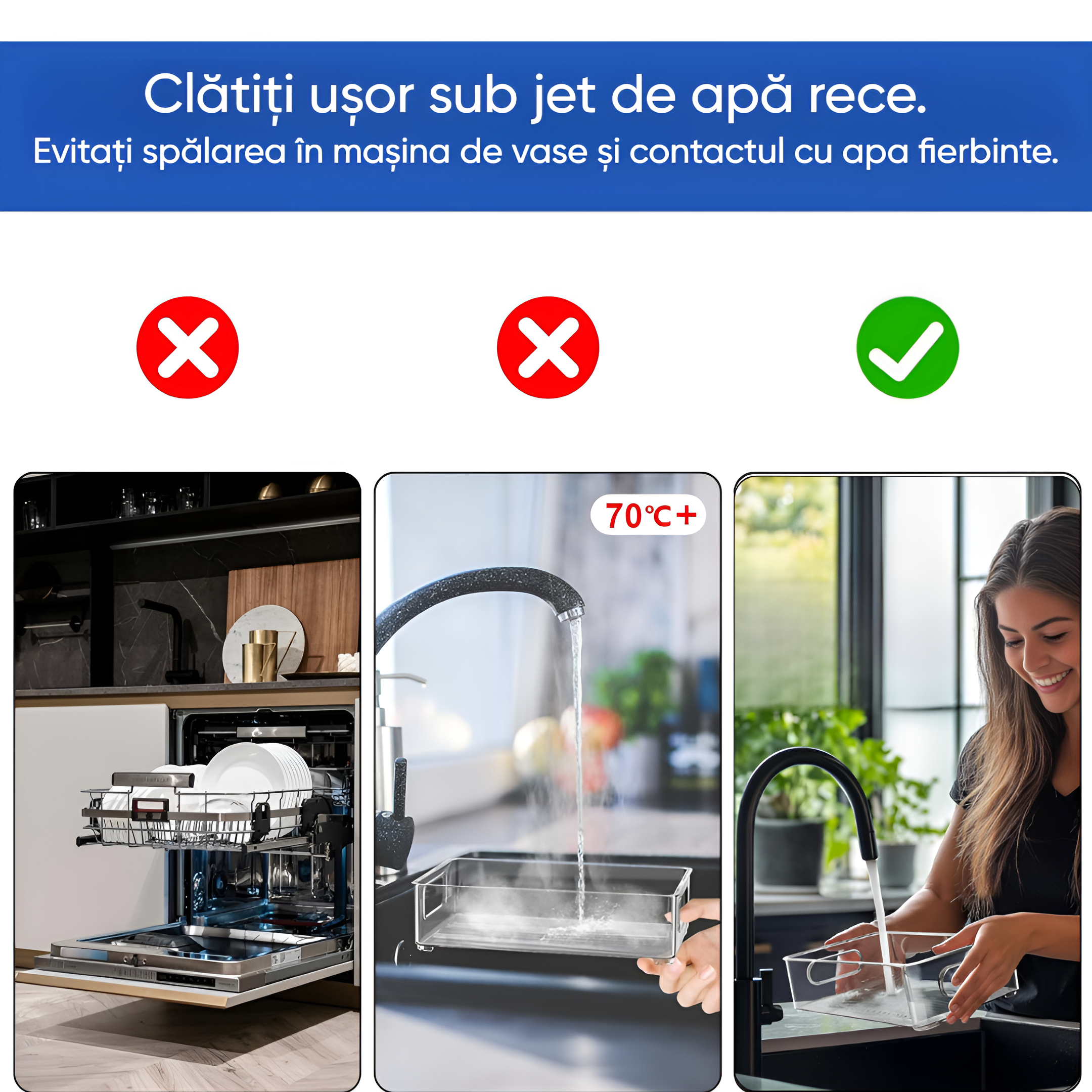 Set Cutii de depozitare cu capac Koken, pentru frigider, birou, bucatarie, pot fi si suprapuse, transparente si usor de curatat, 29 x 20,5 x 15 cm