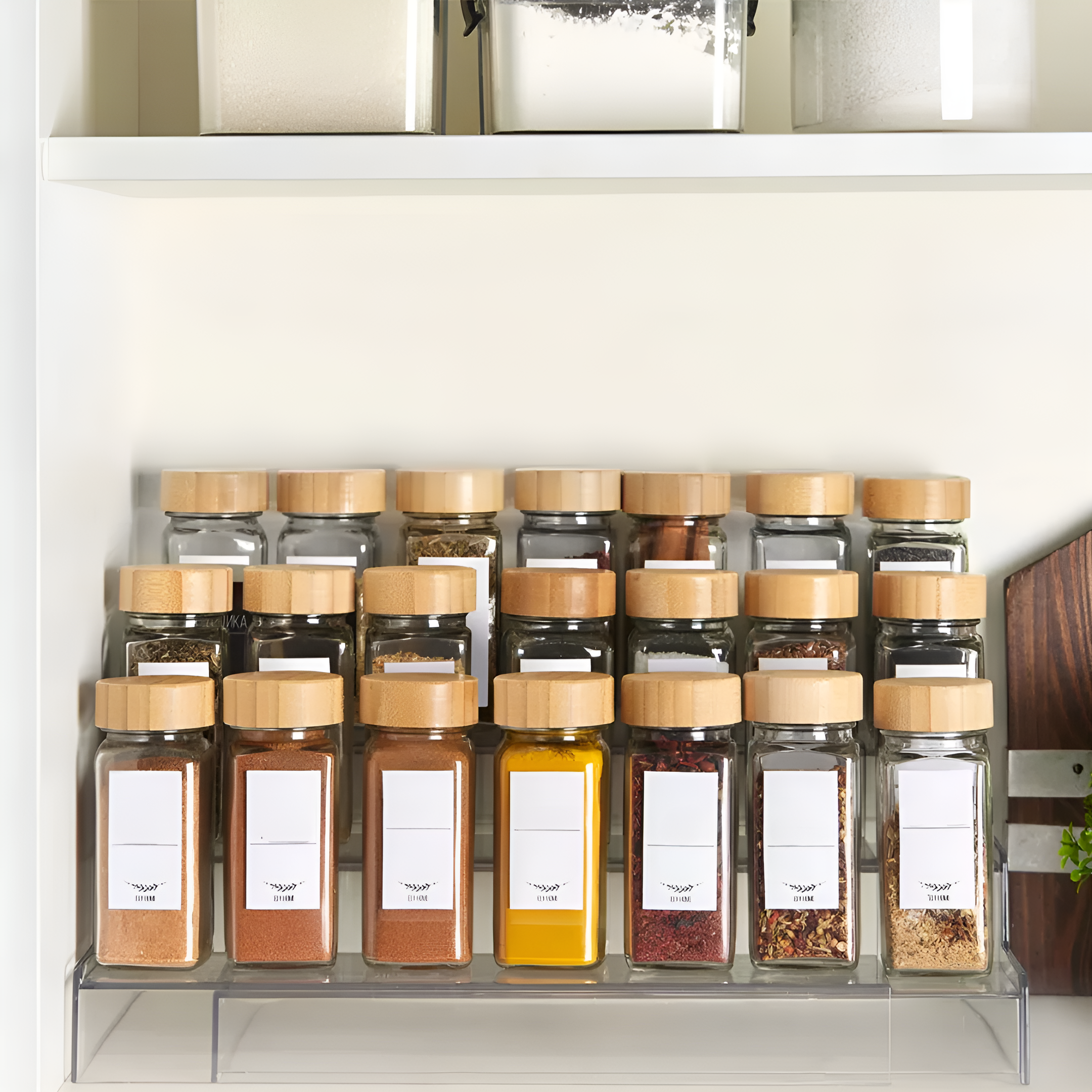 Set recipiente pentru condimente Koken depozitare condimente, organizator condimente din 24 sticlute cu capace de dozaj de 120 ml, borcane condimente, perie, palnie, etichete si marker, capac etans din bambus, Transparent