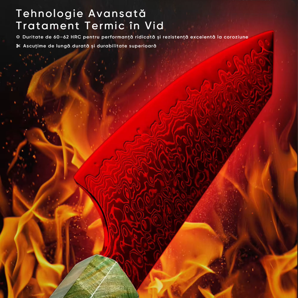 Koken Japanese Professional Knife, 67-Layer Damascus Steel, High Carbon, 20 cm High Quality Blade, Distinctive Handle and Perfect Edge for Professional Cooking, Green/Brown