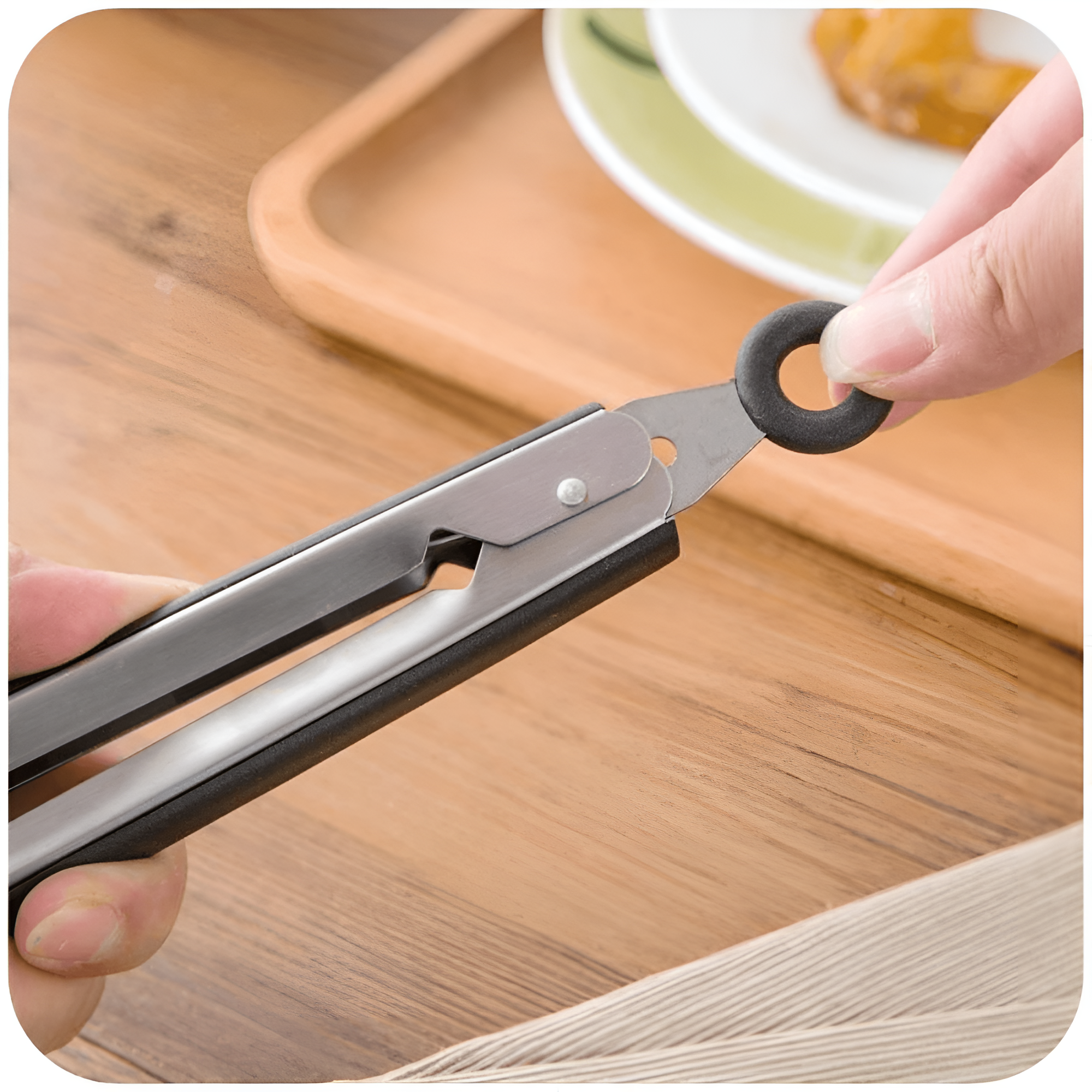 Cleste profesional pentru gratar si bucatarie Koken, Otel inoxidabil/Silicon, Maner Antialunecare, Blocare Practica, gătește și servește cu ușurință, 36x3,8 cm, Negru/Argintiu