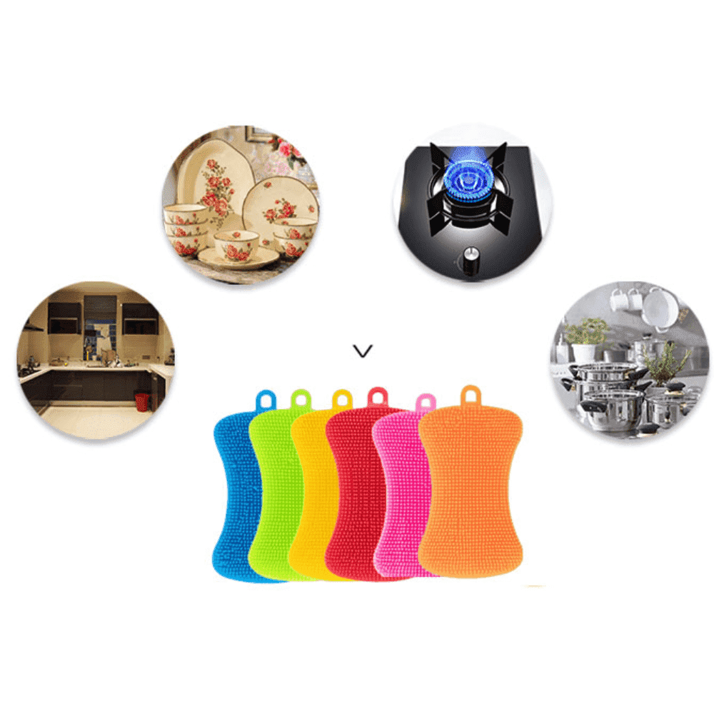 Burete Silicon Koken.ro, Set bureti de vase multifunctional, Rezistent, Reutilizabill, pentru Bucatarie/Baie, Antibacterian, Multicolor, 12,5 x 7 cm - köken