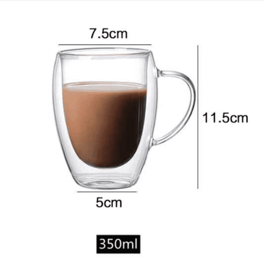 Cana termorezistenta cu perete dublu Koken.ro, Sticla borosilicata, 350 ml, Transparent - köken