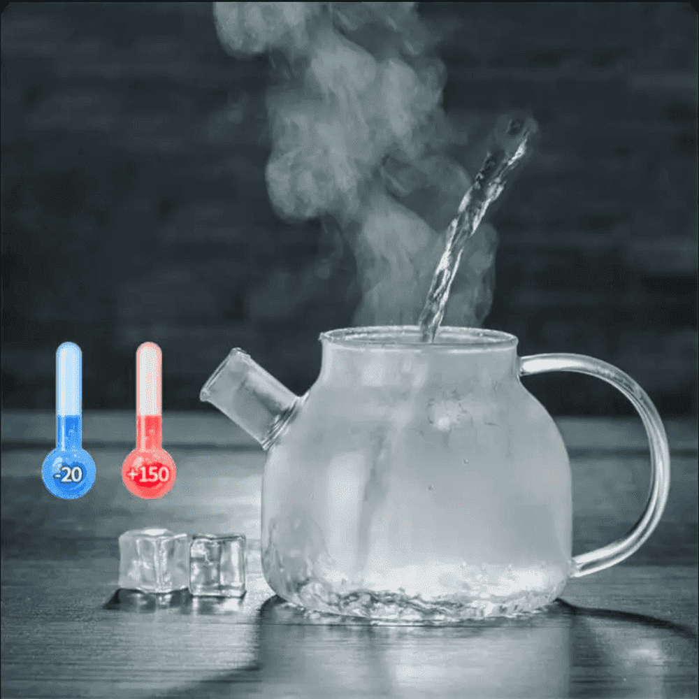 Ceainic cu infuzor Koken.ro, Sticla termorezistentă borosilicată, 950 ml, Capacul din bambus/oțel inoxidabil, Rezistent la temperaturi extreme 150℃, - köken