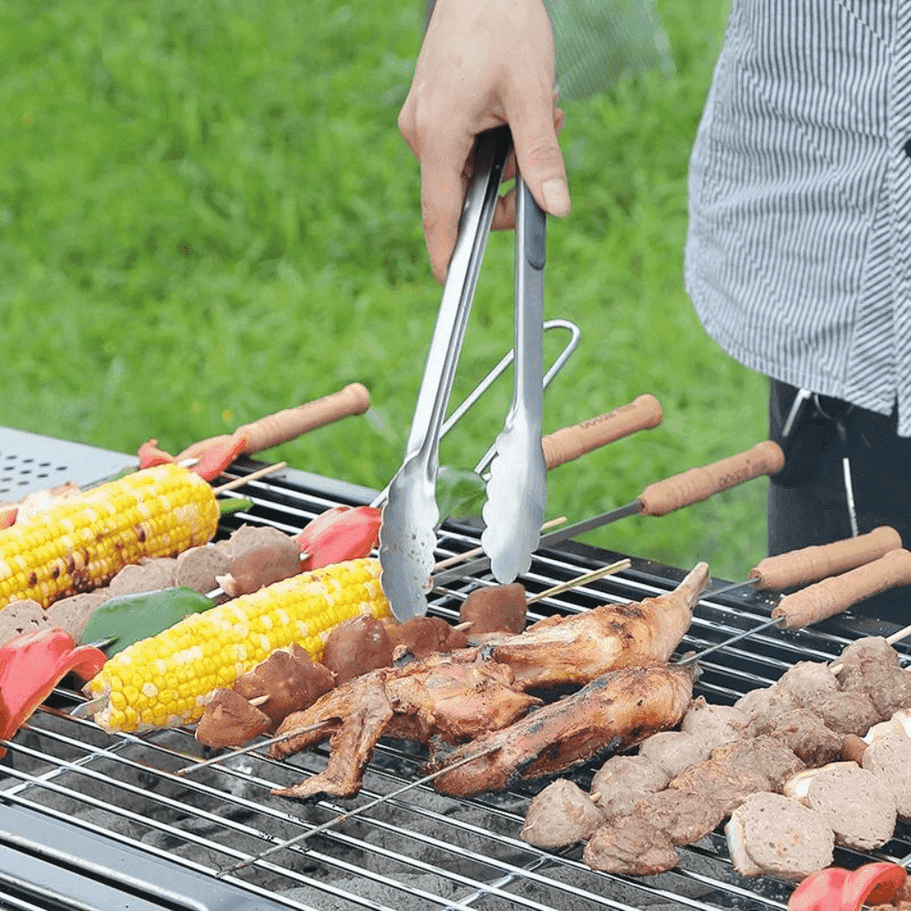 Cleste pentru bucatarie si grill Koken.ro, Otel inoxidabil/Silicon, gătește și servește cu ușurință, 36x3,8 cm, Negru/Argintiu - köken