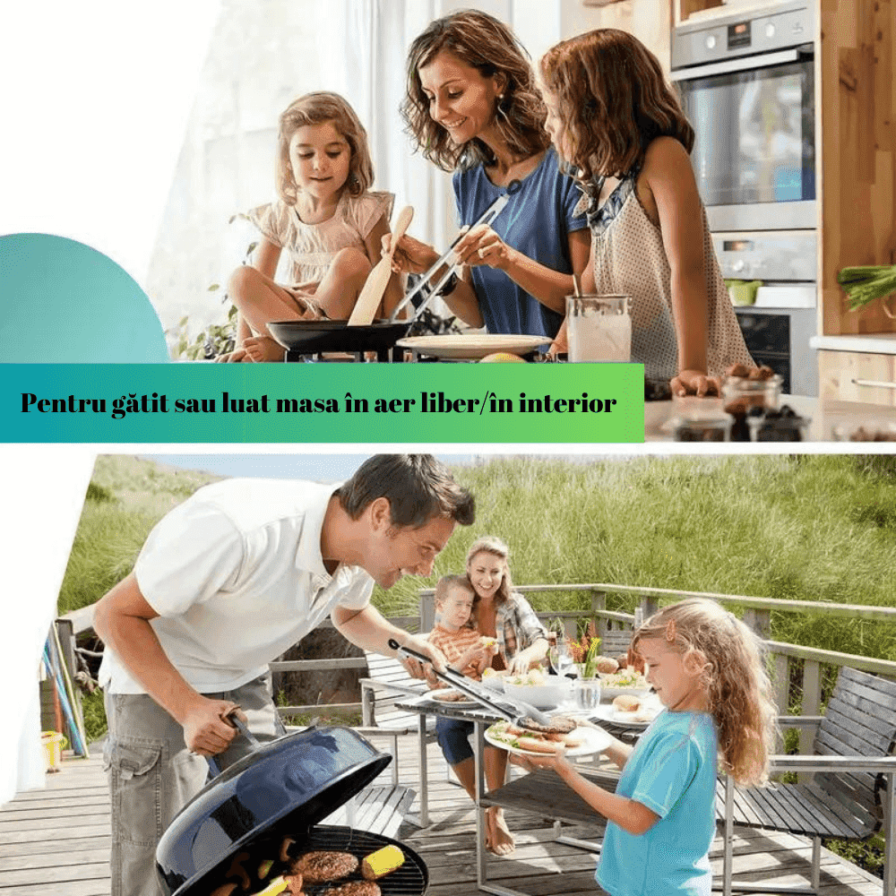Cleste pentru bucatarie si grill Koken.ro, Otel inoxidabil/Silicon, gătește și servește cu ușurință, 36x3,8 cm, Negru/Argintiu - köken