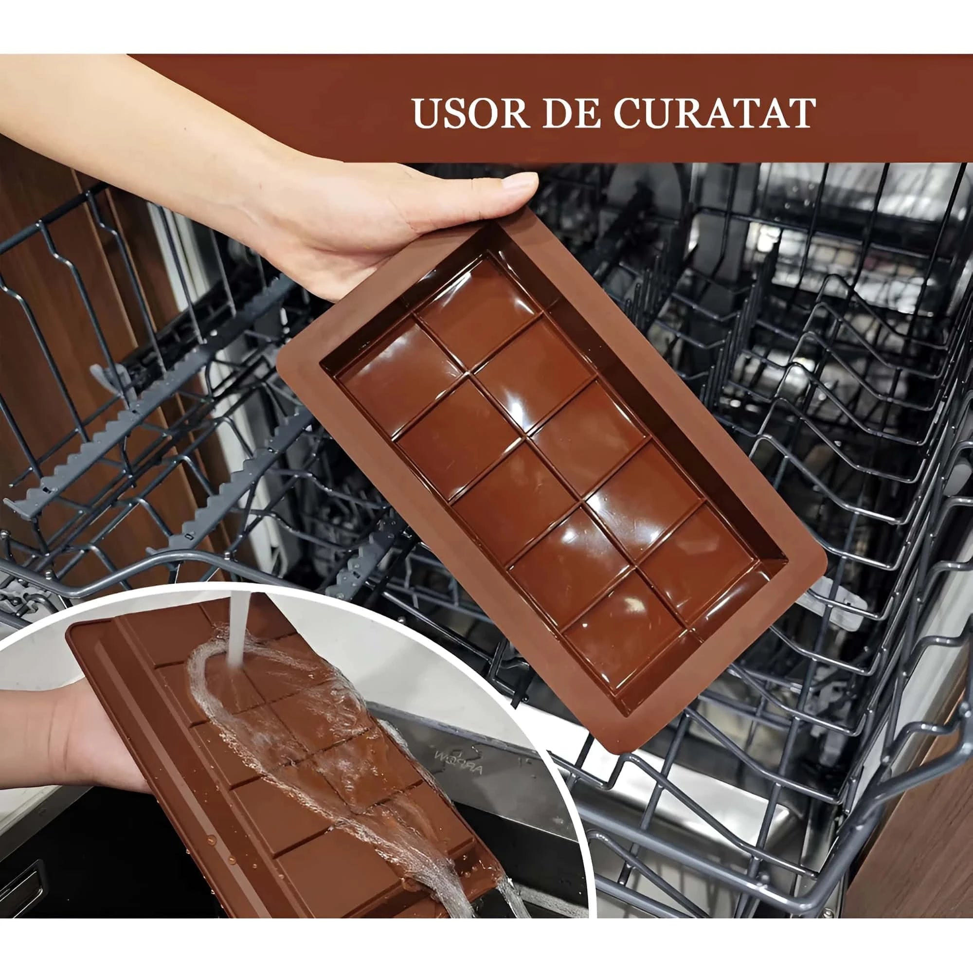 In poza este prezentat unul din avantajele acestei forme - usor de curatat.
