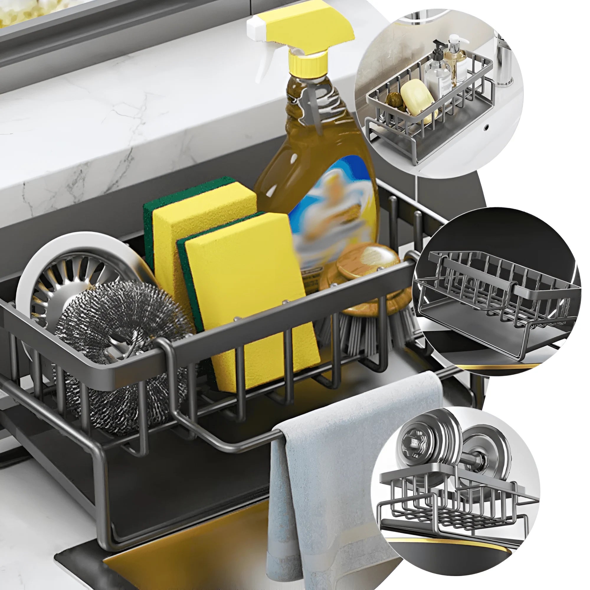 In poza este reprezentat organizatorul pentru chiuveta.