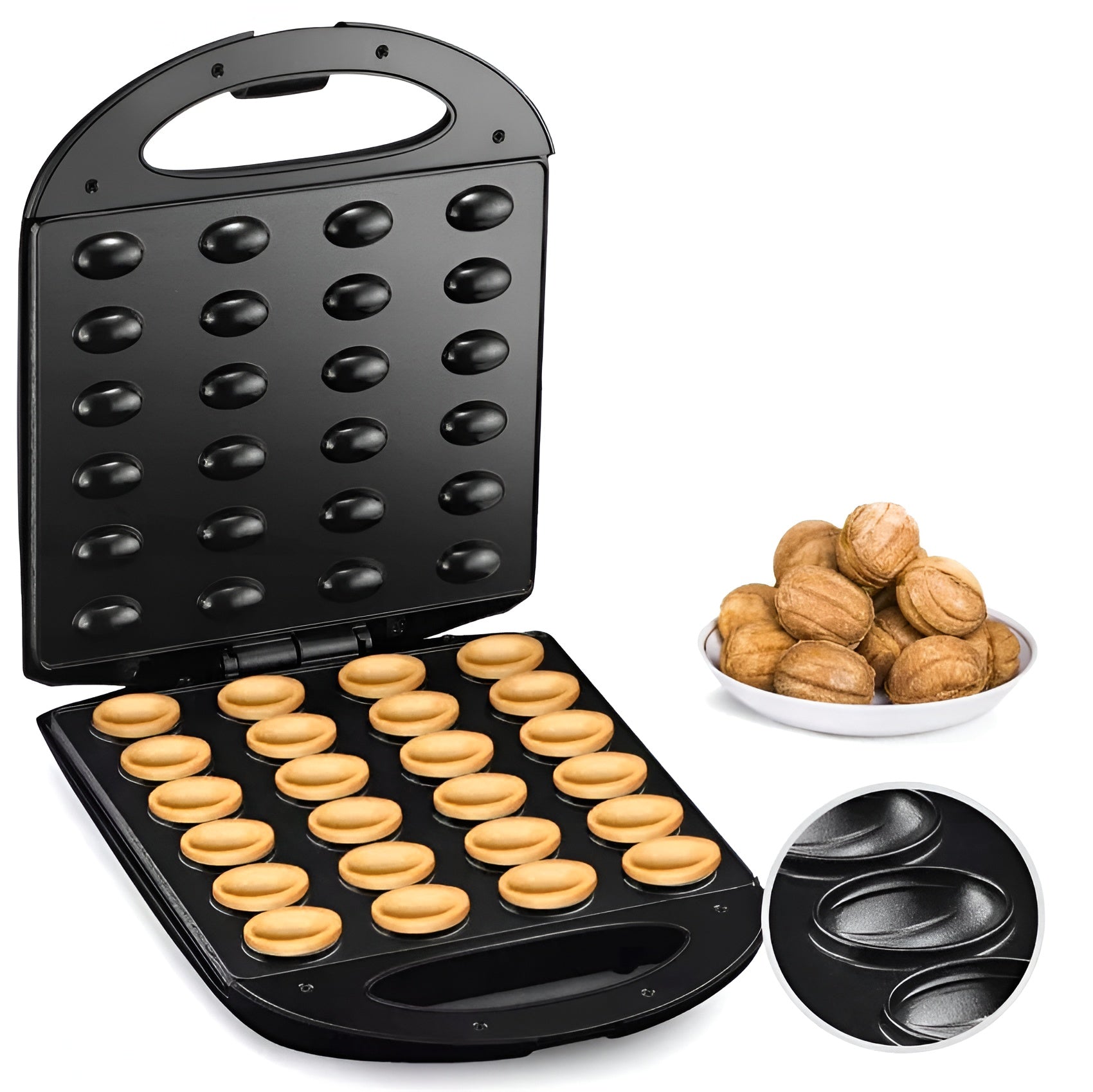 Grill Koken pentru coacerea nucilor pentru desert. 24 de cavitati, 1400W.
