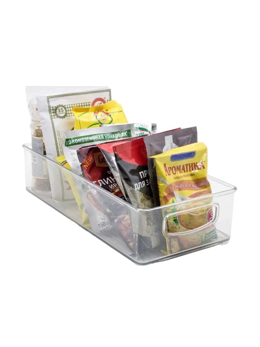 Koken Storage Boxes Set, for refrigerator, office, kitchen, can also be stacked, transparent and easy to clean, 25.5 x 15 x 7.5 cm