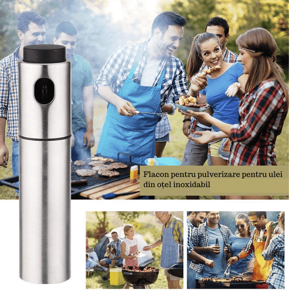 Oliviera pulverizator Koken, Pulverizator spre pentru ulei si otet din Inox, 17,8 x 4 cm, Argintiu/Negru + Palnie din Plastic PP - köken