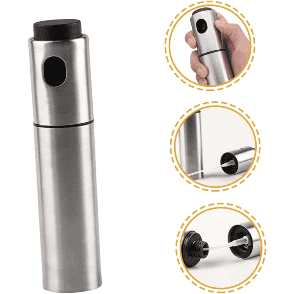 Oliviera pulverizator Koken, Pulverizator spre pentru ulei si otet din Inox, 17,8 x 4 cm, Argintiu/Negru + Palnie din Plastic PP - köken