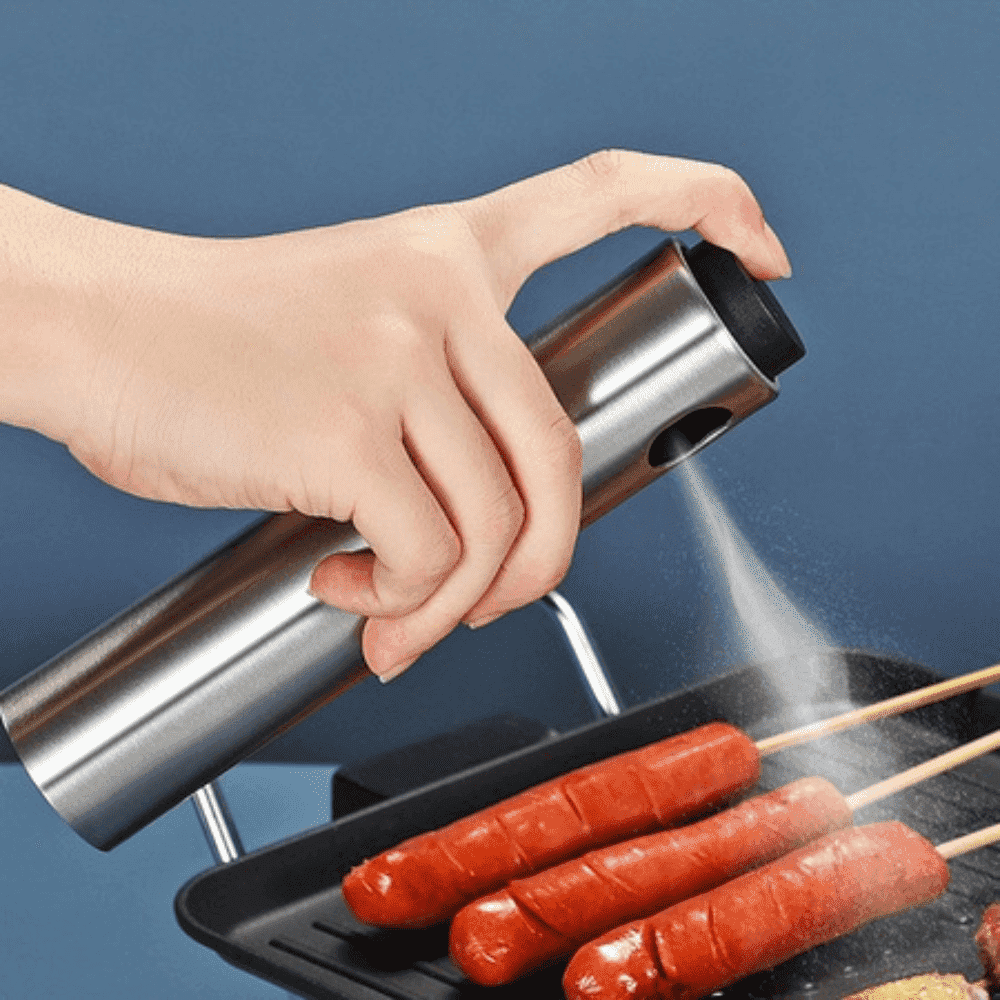 Oliviera pulverizator Koken, Pulverizator spre pentru ulei si otet din Inox, 17,8 x 4 cm, Argintiu/Negru + Palnie din Plastic PP - köken