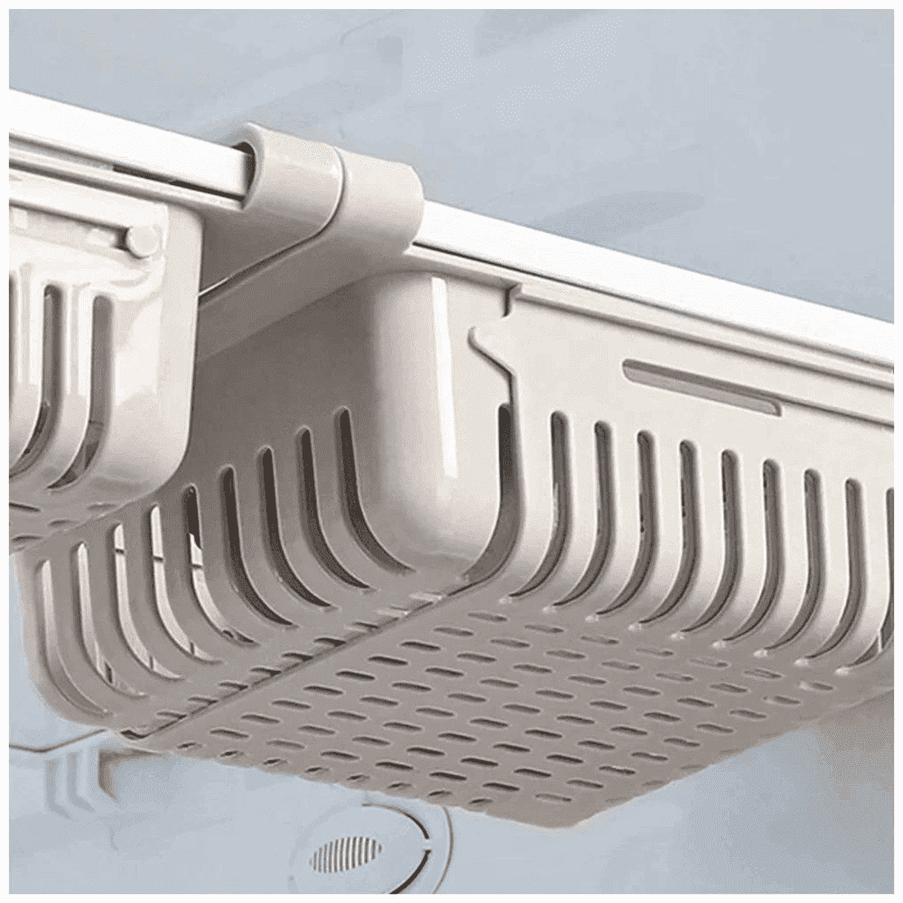 Organizator pentru frigider sau raft Extensibil Koken.ro, organizare eficientă, Cos de depozitare din plastic, depozitare convenabilă, aspect modern, 28x15.5x6 cm, Alb - köken