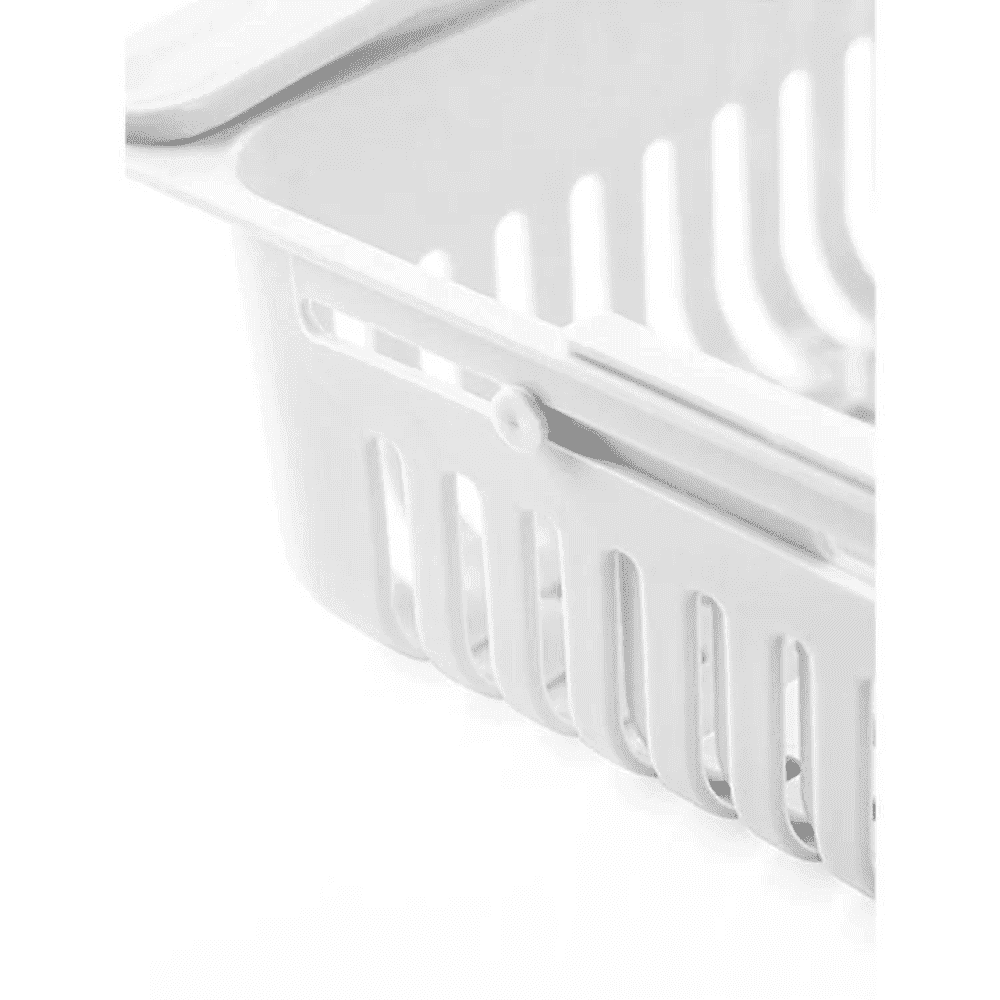 Organizator pentru frigider sau raft Extensibil Koken.ro, organizare eficientă, Cos de depozitare din plastic, depozitare convenabilă, aspect modern, 28x15.5x6 cm, Alb - köken