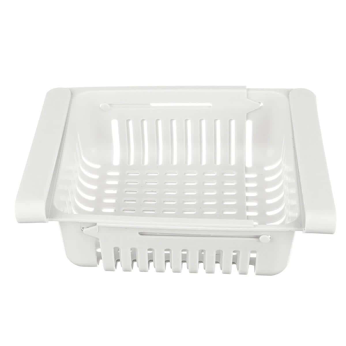 Organizator pentru frigider sau raft Extensibil Koken.ro, organizare eficientă, Cos de depozitare din plastic, depozitare convenabilă, aspect modern, 28x15.5x6 cm, Alb - köken
