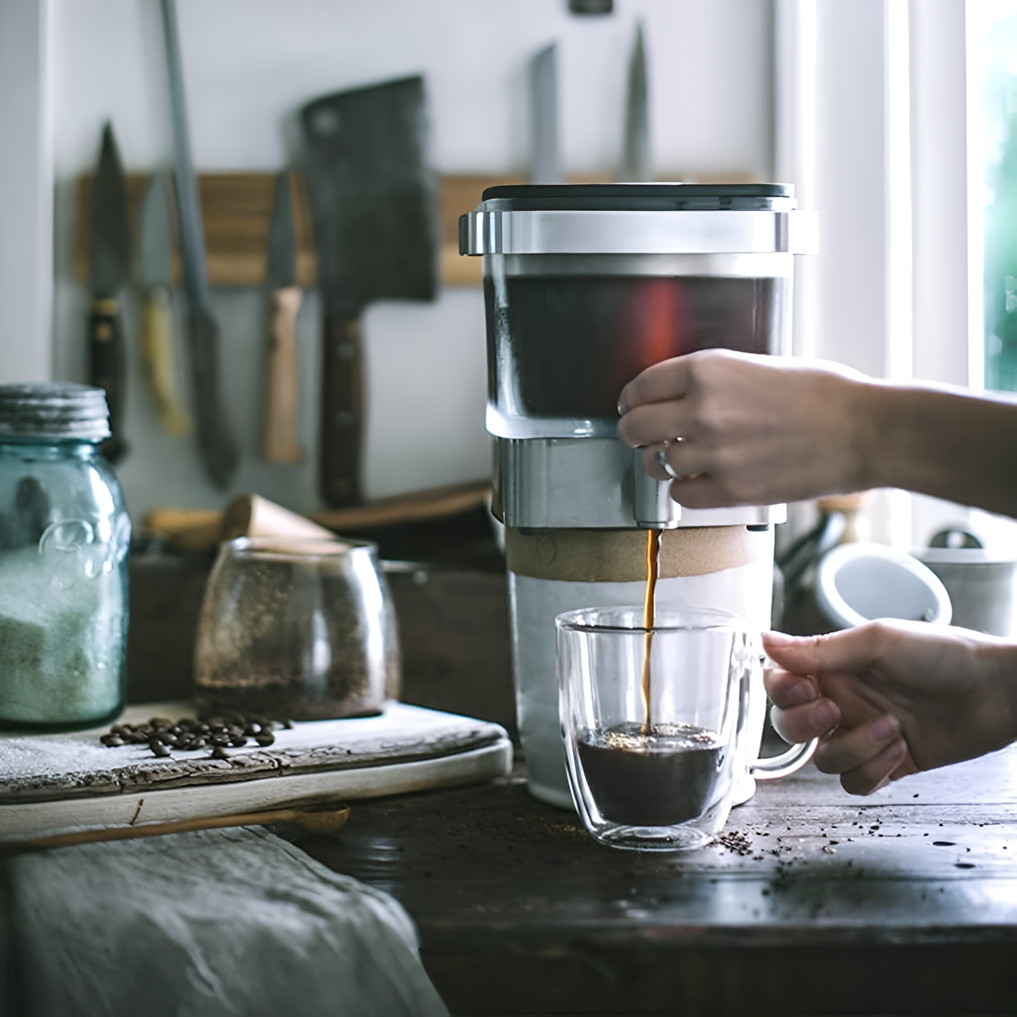 Koken Double Wall Thermos Mug 350 ml, Borosilicate Glass, Transparent Set of 2/4