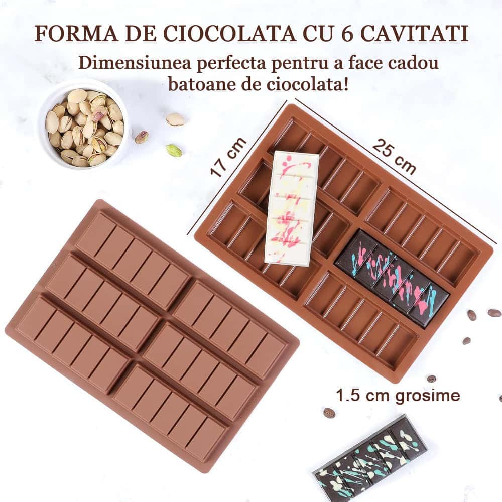 Forma silicon de ciocolata Dubai Koken model: 6 forme ciocolata, 25 x 17 x1.3 cm, Bucurate si creaza DIY, Maro