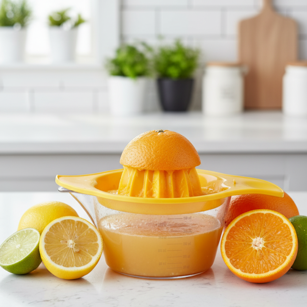 Storcator manual de citrice Koken, Plastic PP, BPA Free, Presa robusta de citrice pentru sucuri, Cu Vas Colector si Sita,