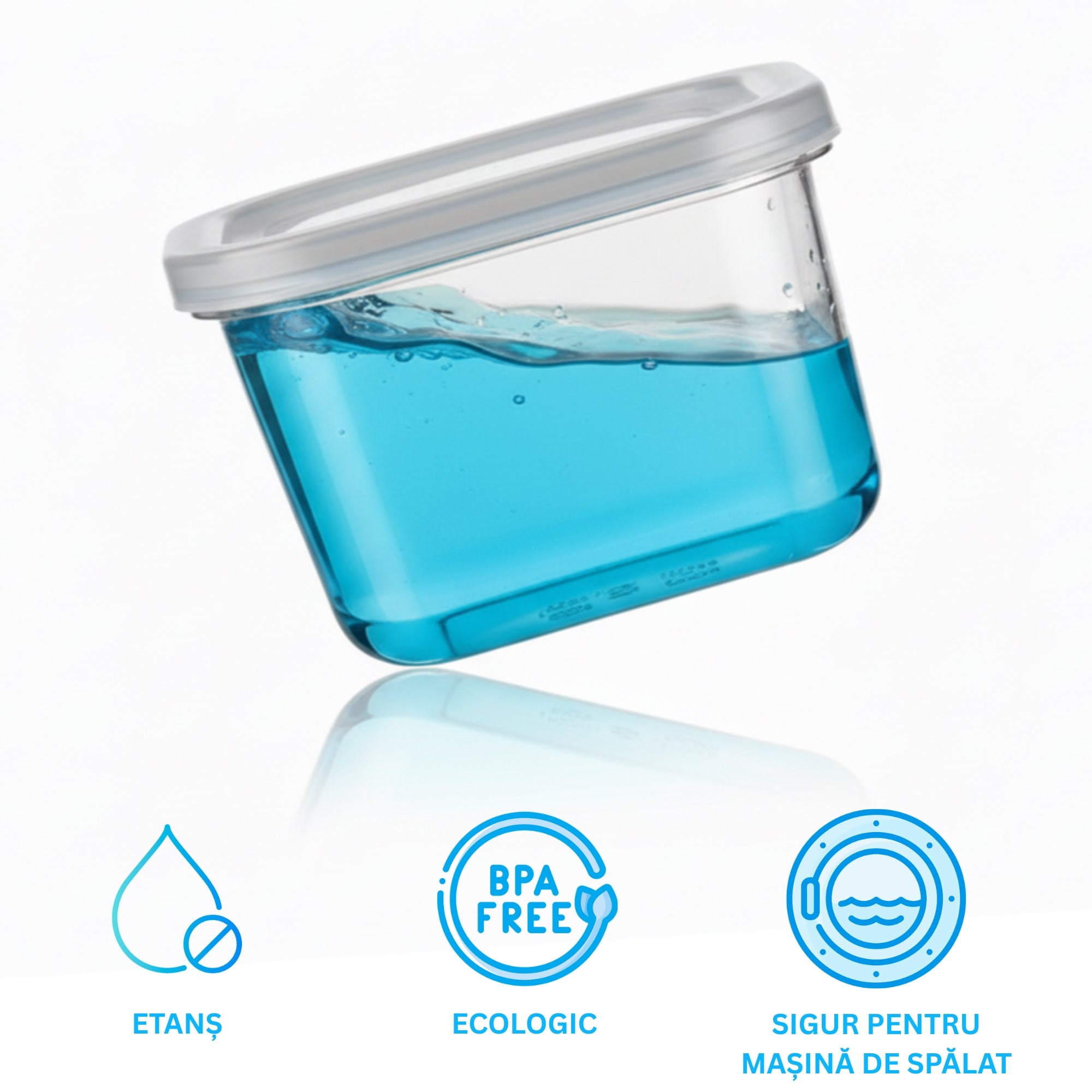 Recipient cu lichid in el se arata ca e etans.