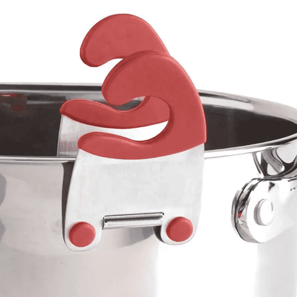 Suport Lingura Koken.ro pentru oala, Clema pentru ustensile Bucatarie din Oțel inoxidabil, Rezistent la Caldura,Suport cu Mâner anticoroziv, Negru/Rosu - köken